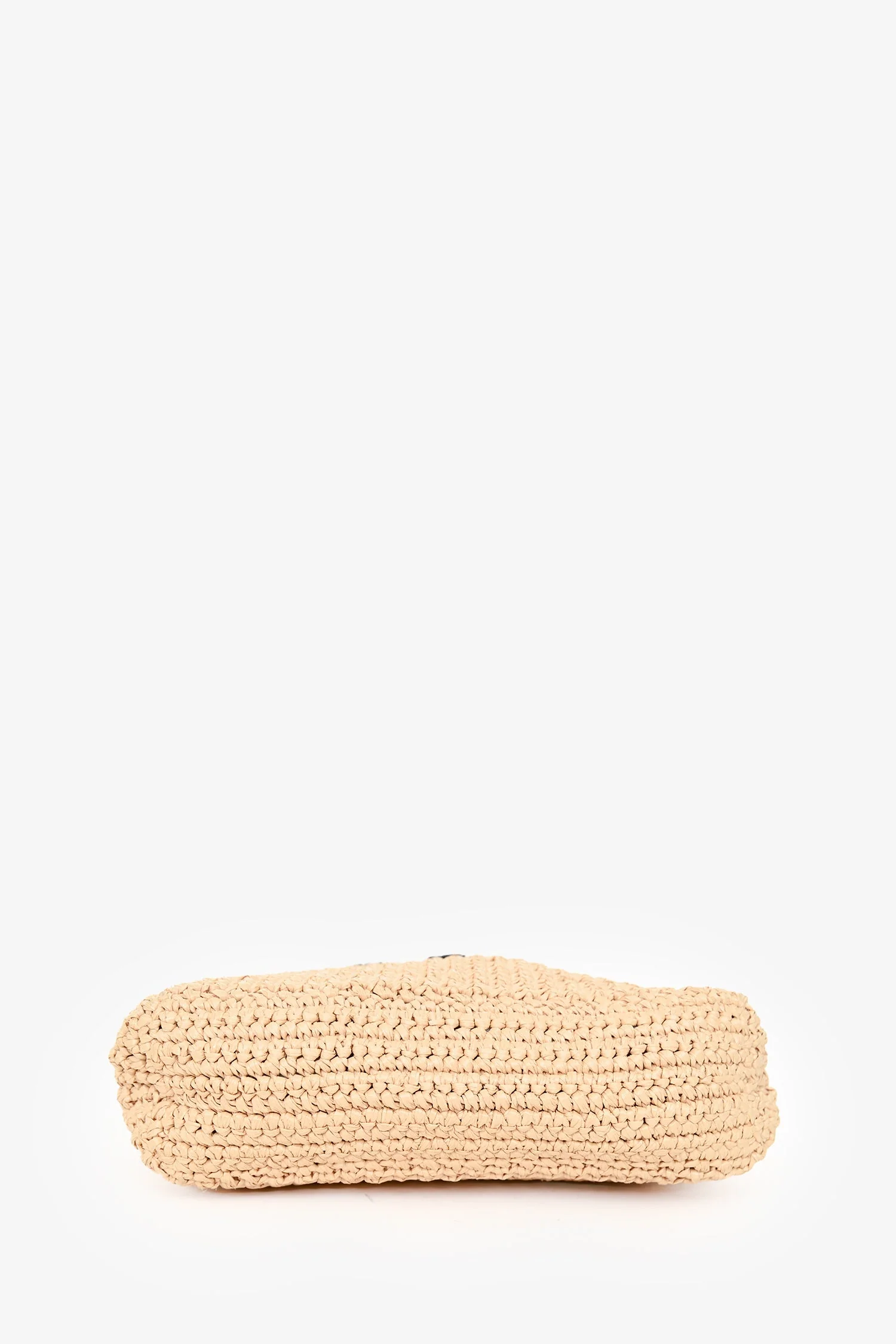 Prada Beige Raffia Logo-Embroidered Crochet Small Tote Bag - Image 5