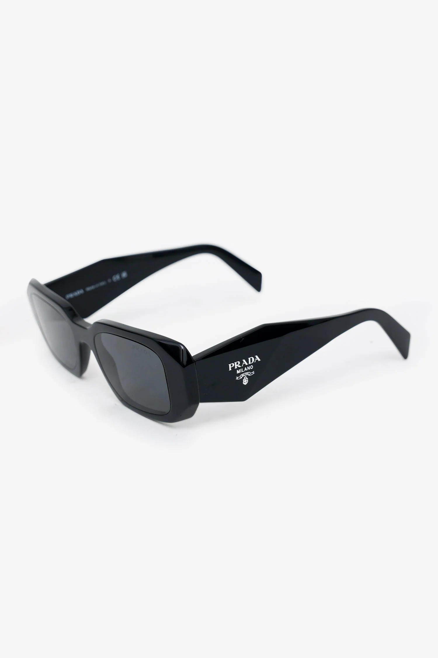 Prada Black Acrylic Logo Rectangle Sunglasses - Image 2