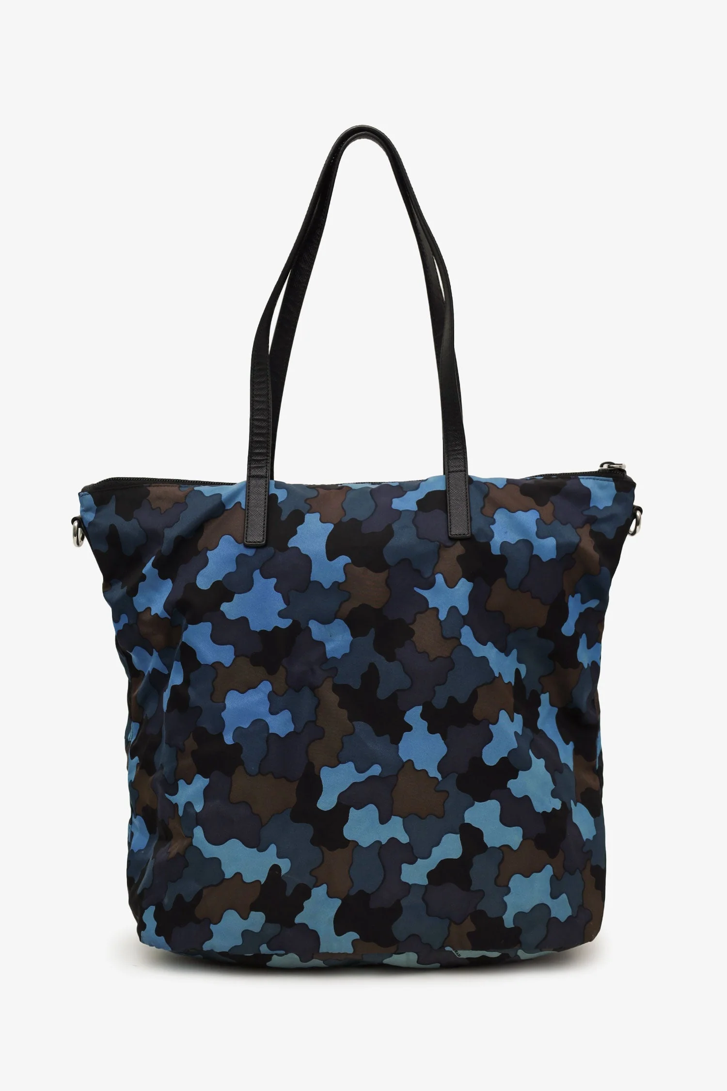 Prada Black/Blue Nylon Tessuto Camouflage Tote With Strap - Image 2
