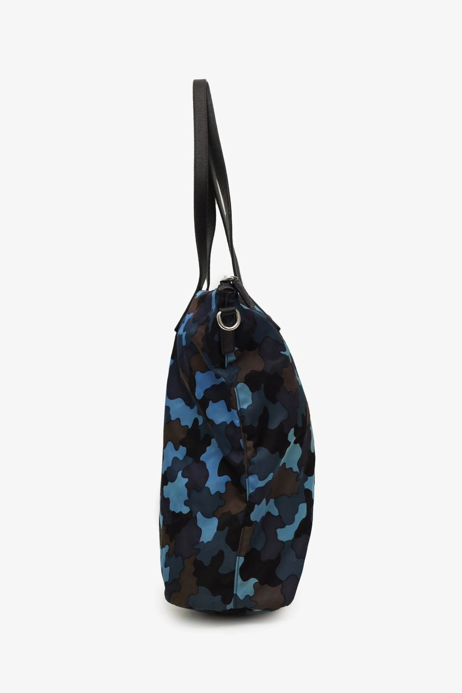 Prada Black/Blue Nylon Tessuto Camouflage Tote With Strap - Image 3