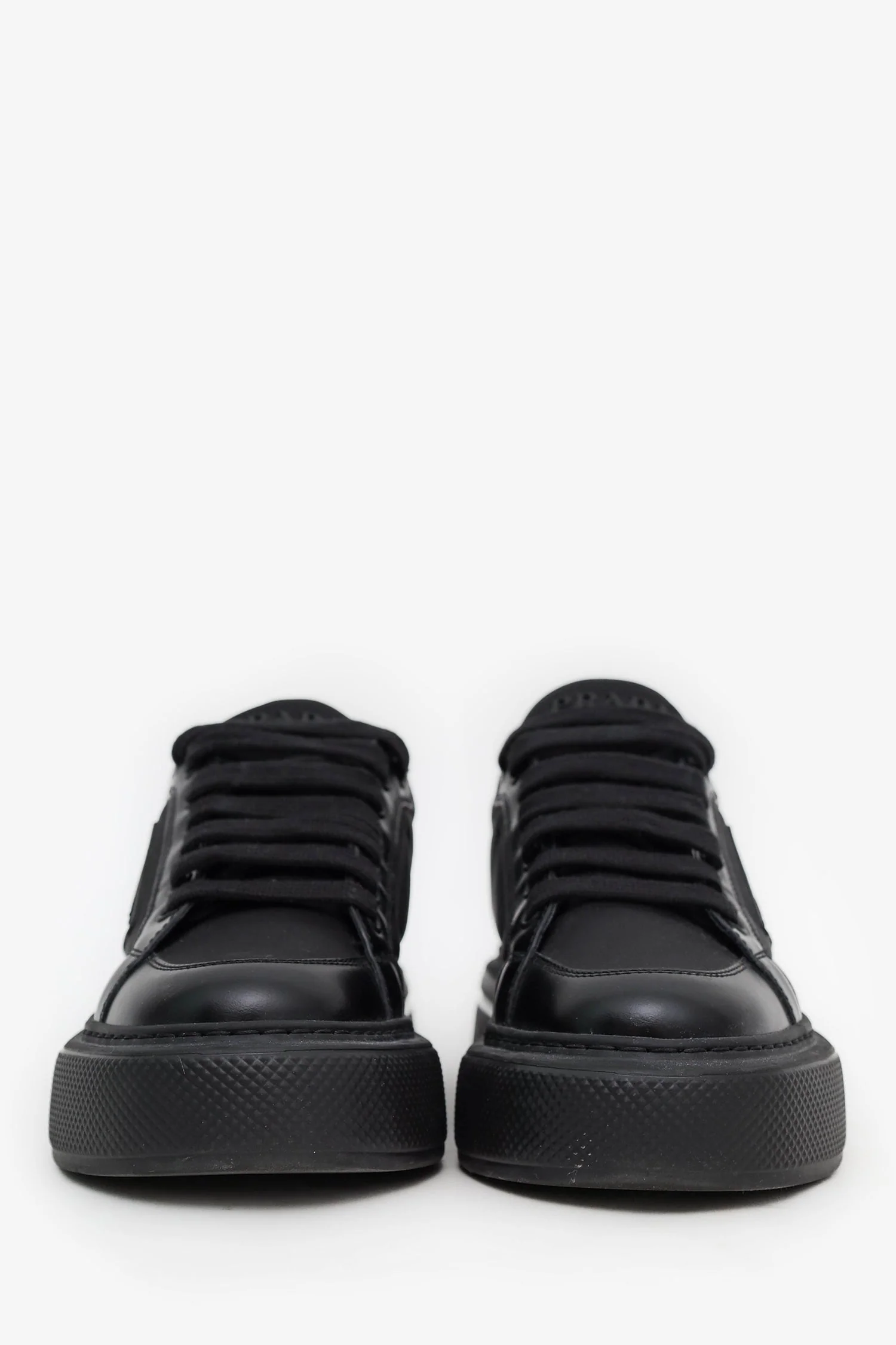 Prada Black Canvas Triangle Platform Sneakers Size 37 - Image 3
