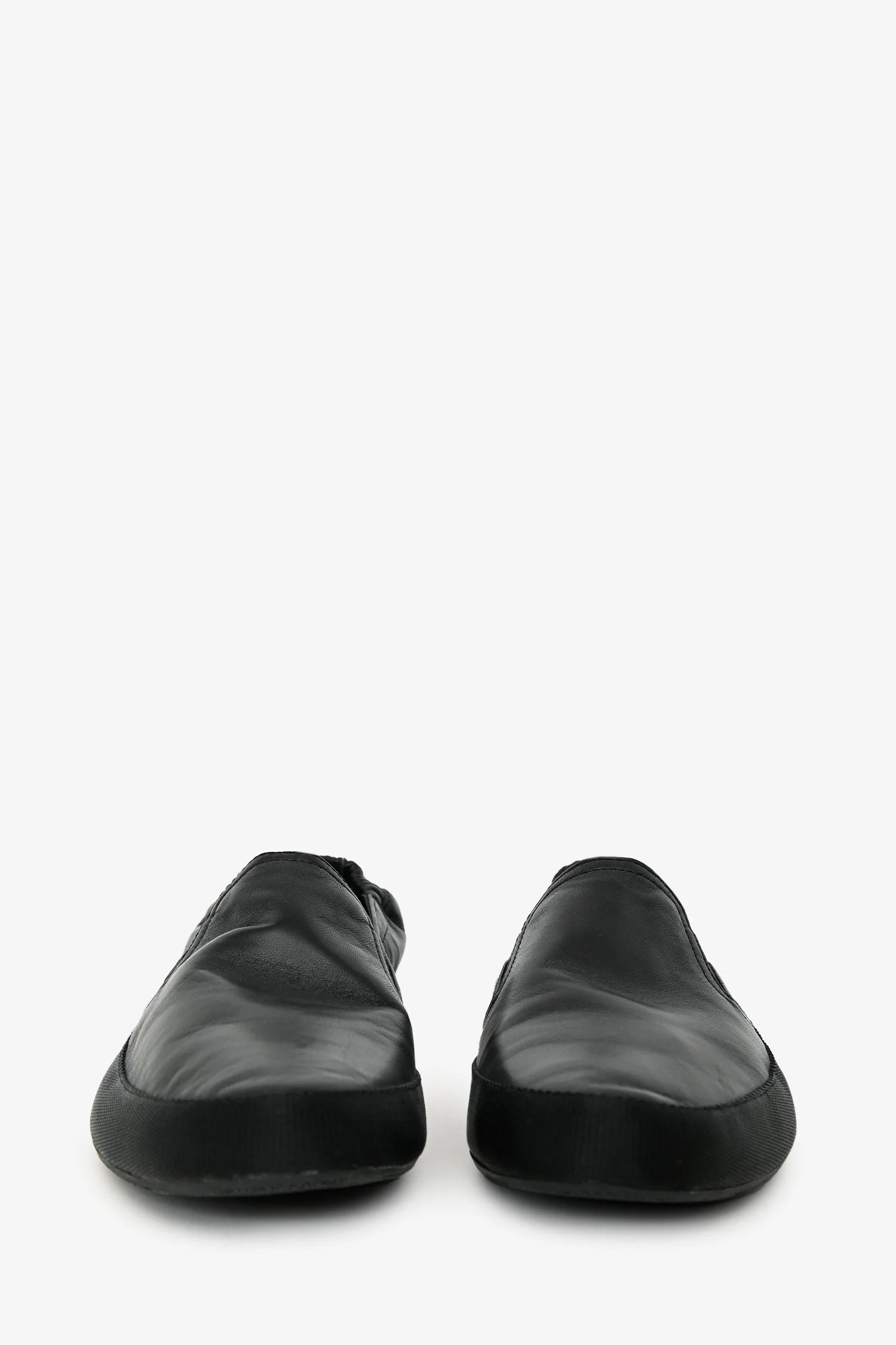 Prada Black Leather Almond Toe Slip On Loafers Size 10 Mens - Image 3