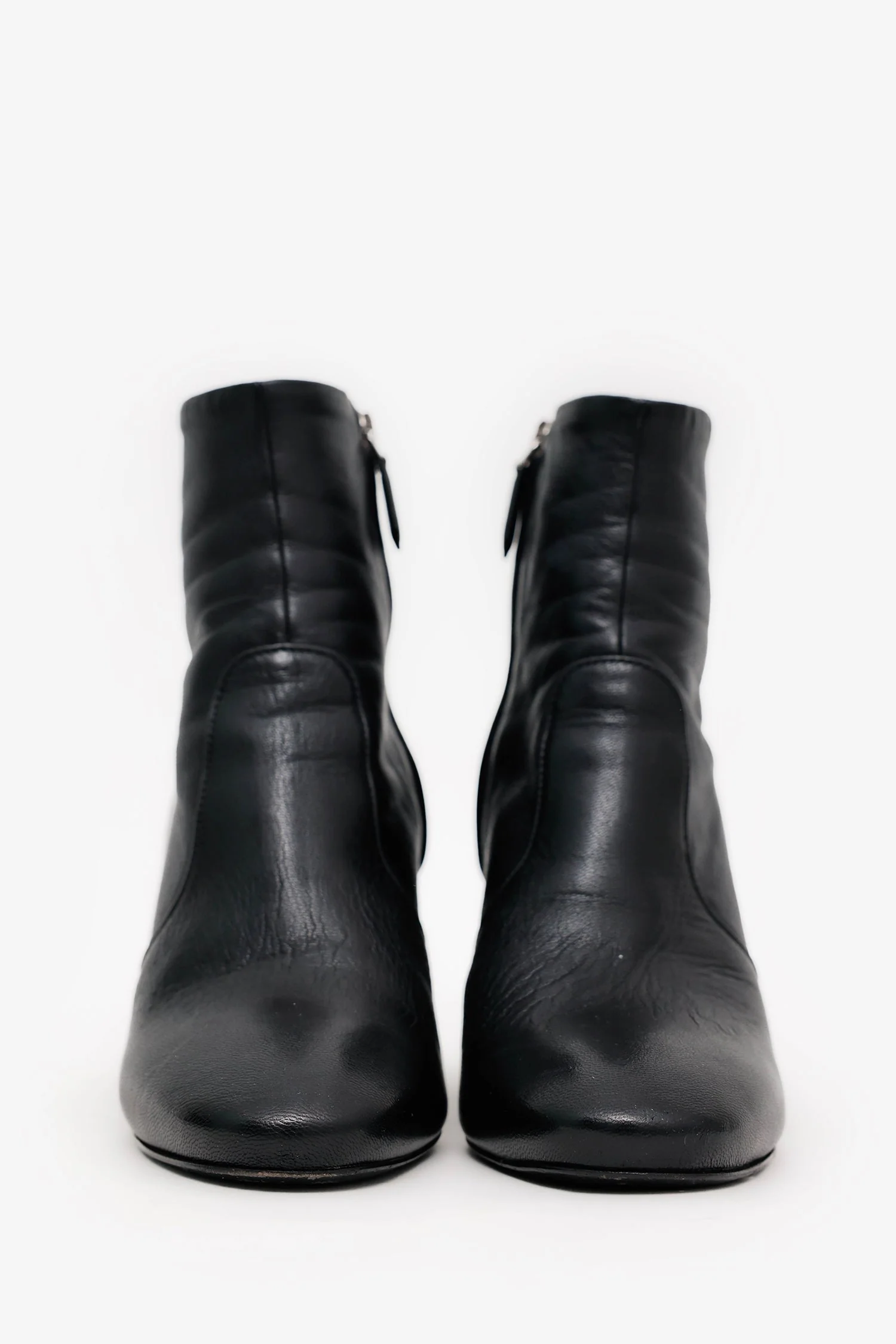 Prada Black Leather Ankle Boots Size 36 - Image 3