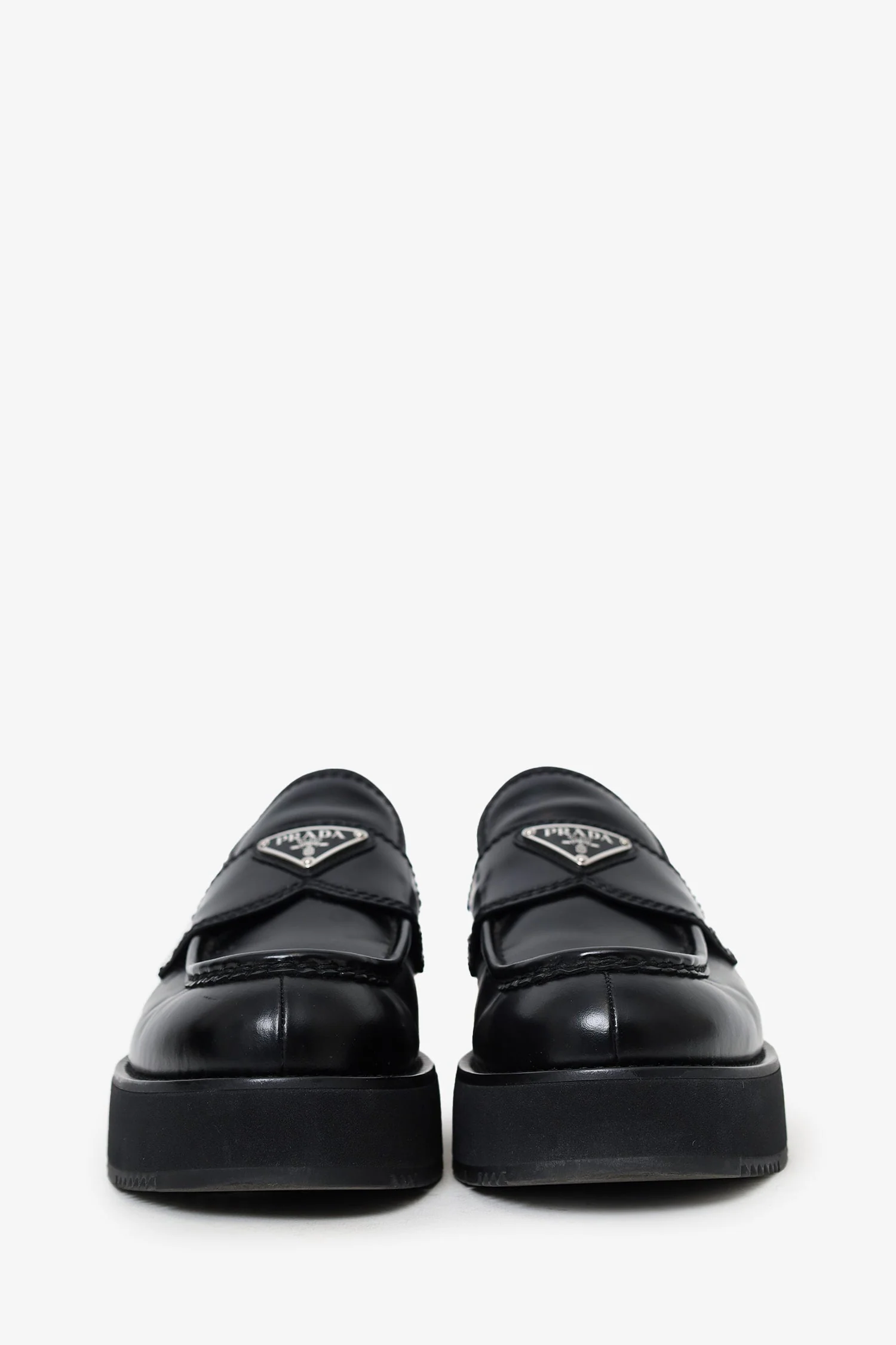 Prada Black Leather Brushed Loafers Size 41 - Image 3