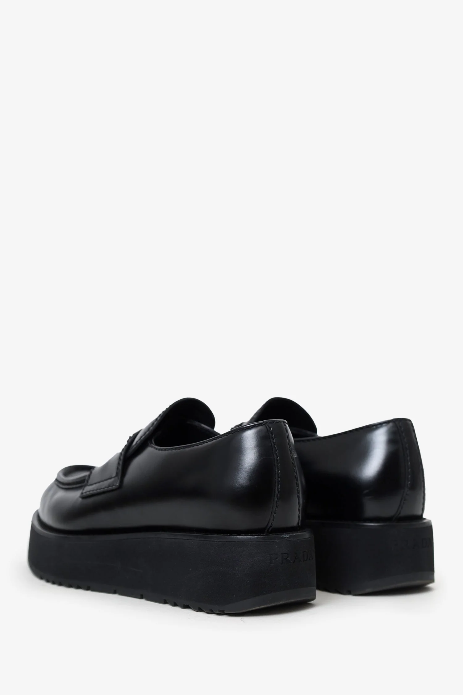 Prada Black Leather Brushed Loafers Size 41 - Image 4