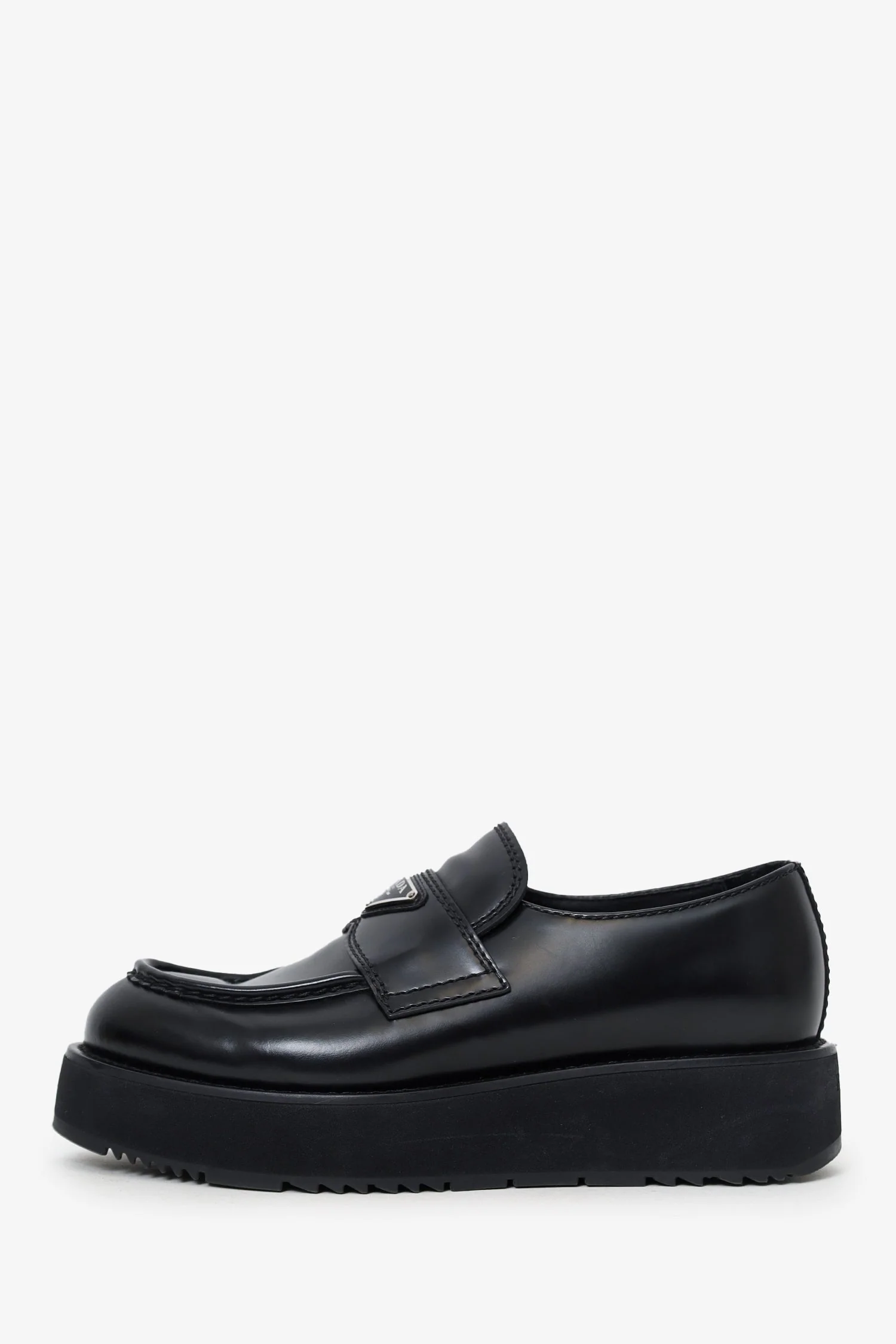 Prada Black Leather Brushed Loafers Size 41 - Image 5
