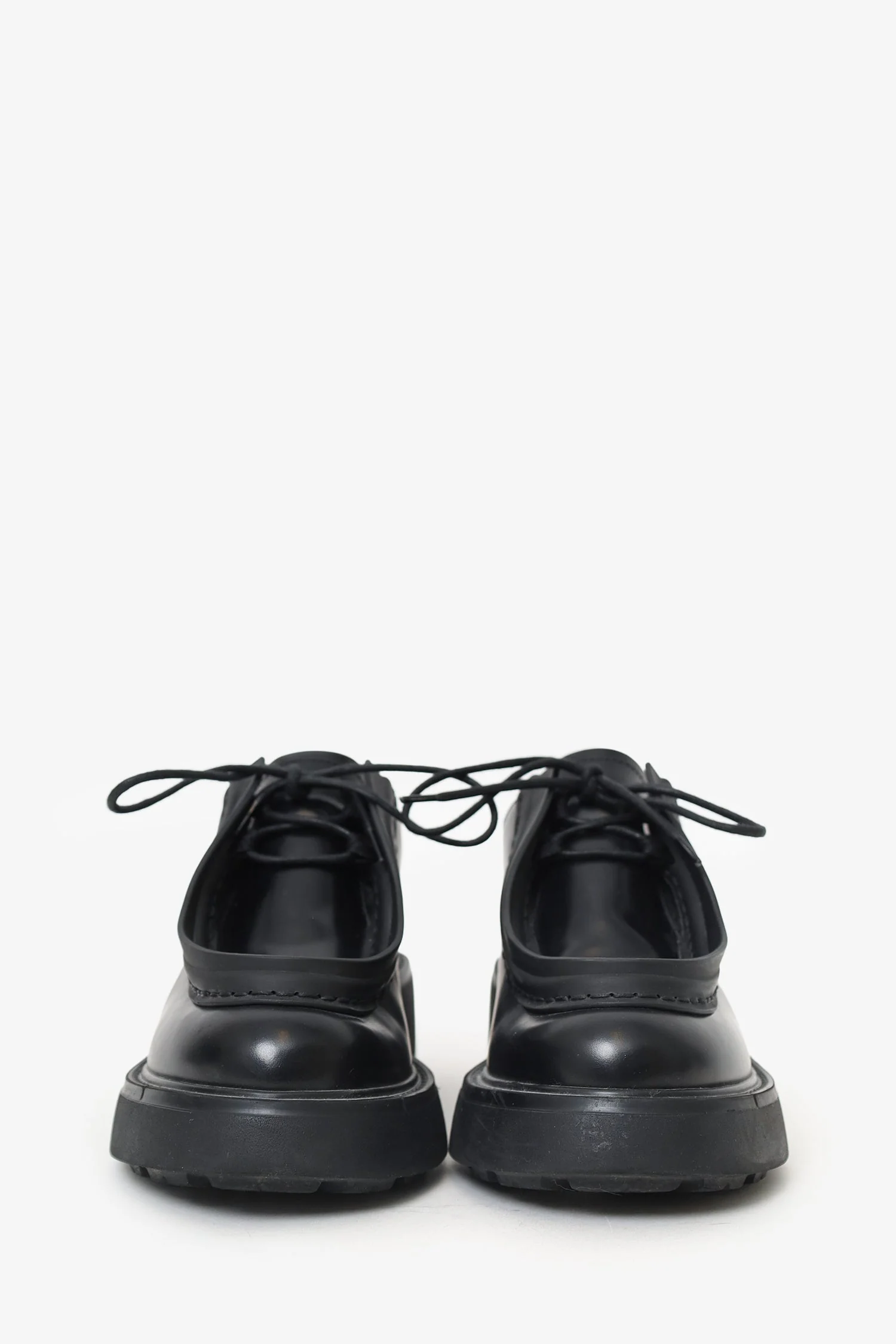 Prada Black Leather Chunky Lace Up Shoes Size 36.5 - Image 3