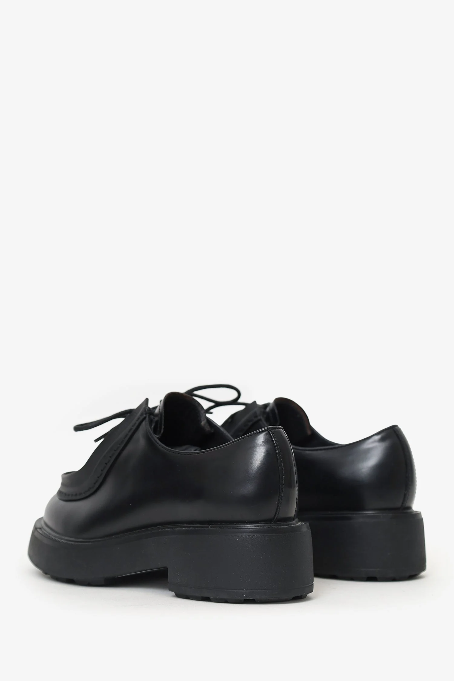 Prada Black Leather Chunky Lace Up Shoes Size 36.5 - Image 4