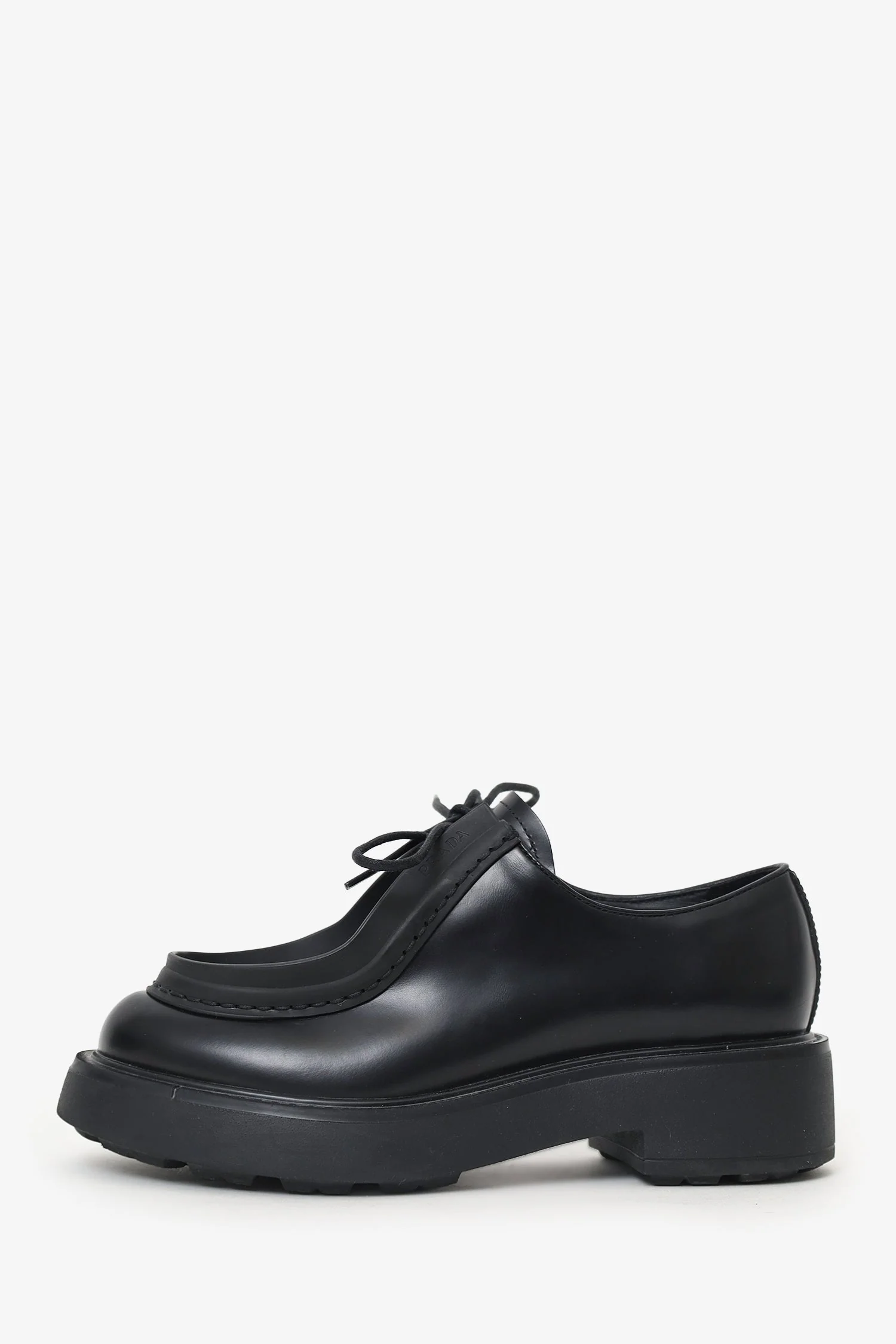 Prada Black Leather Chunky Lace Up Shoes Size 36.5 - Image 5