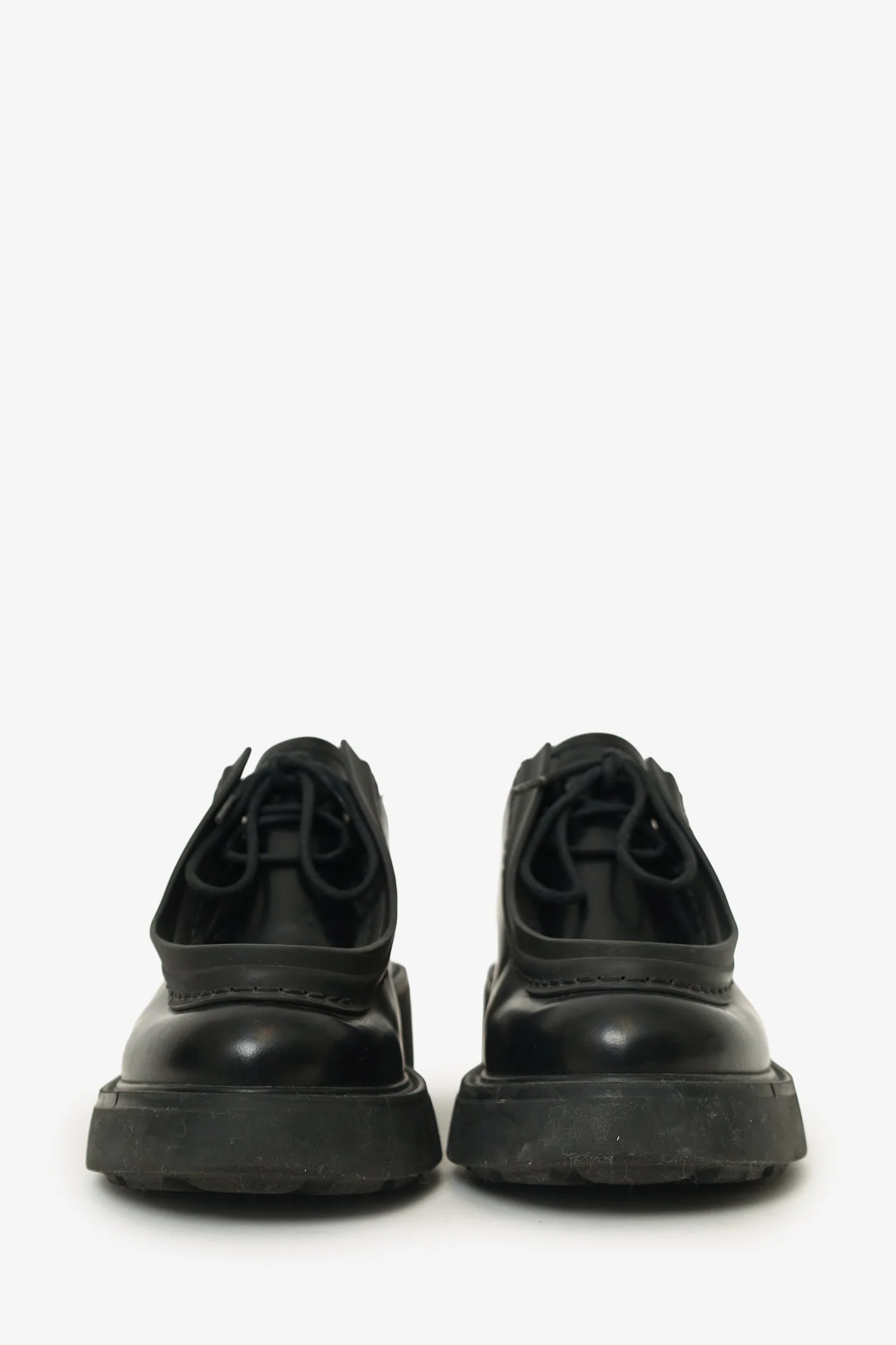 Prada Black Leather Chunky Lace Up Shoes Size 37.5 - Image 3