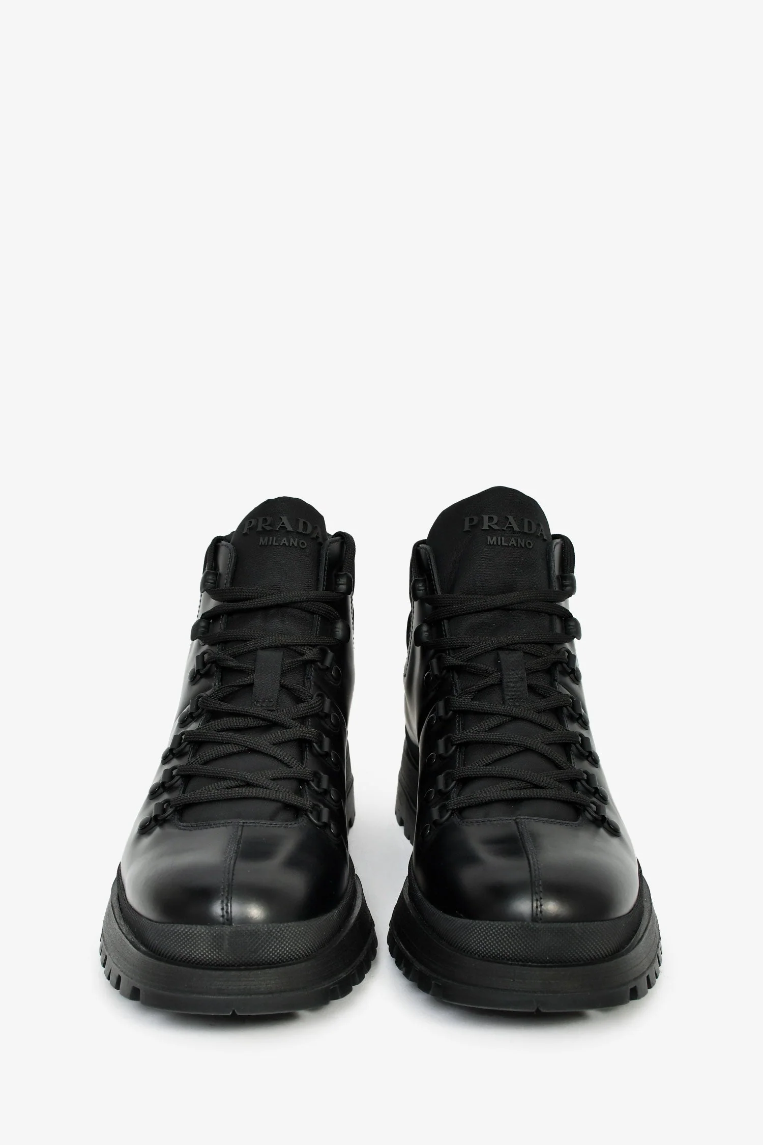 Prada Black Leather/Nylon Combat Logo Boots Size 7 Mens - Image 3