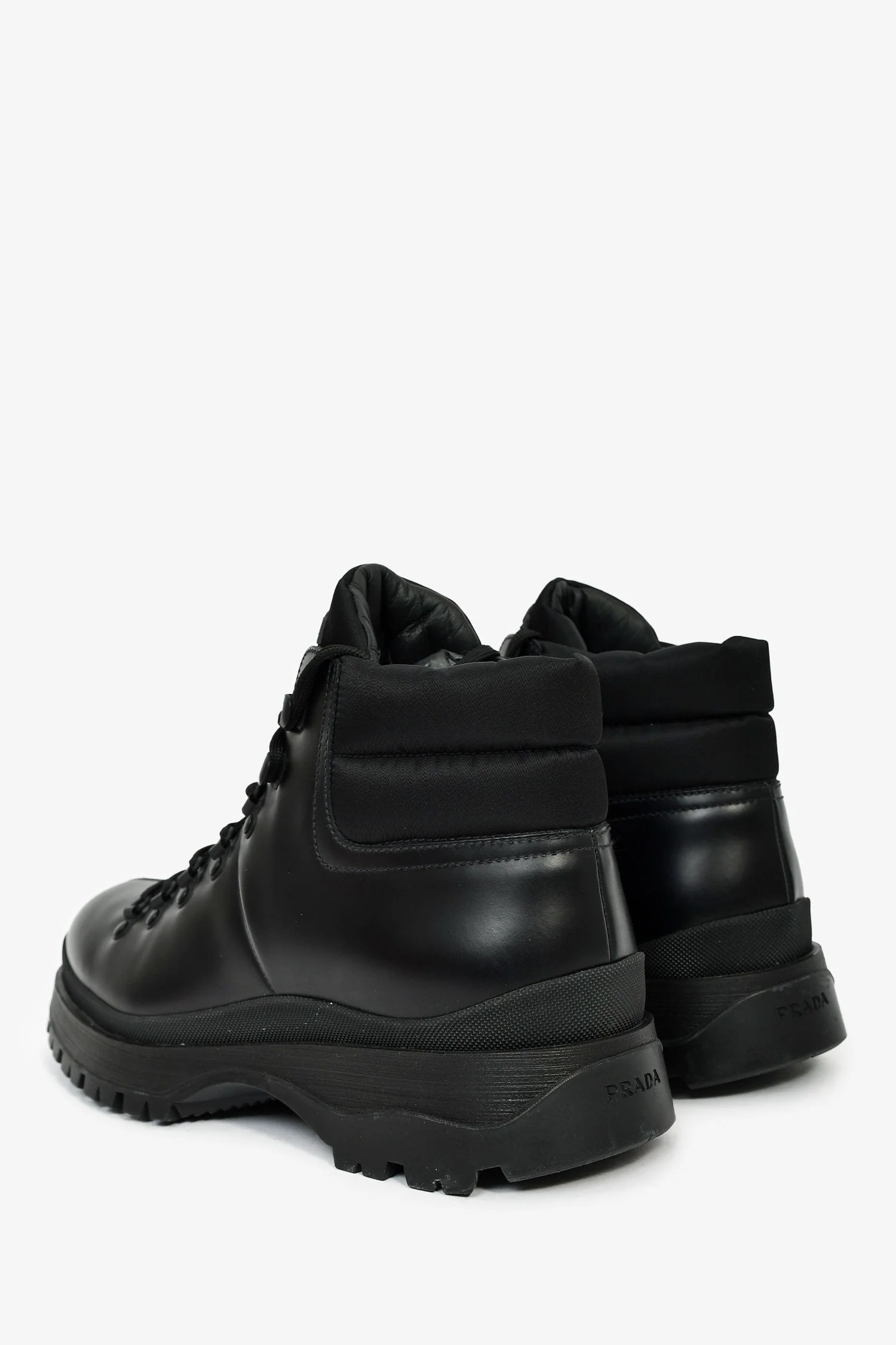 Prada Black Leather/Nylon Combat Logo Boots Size 7 Mens - Image 4