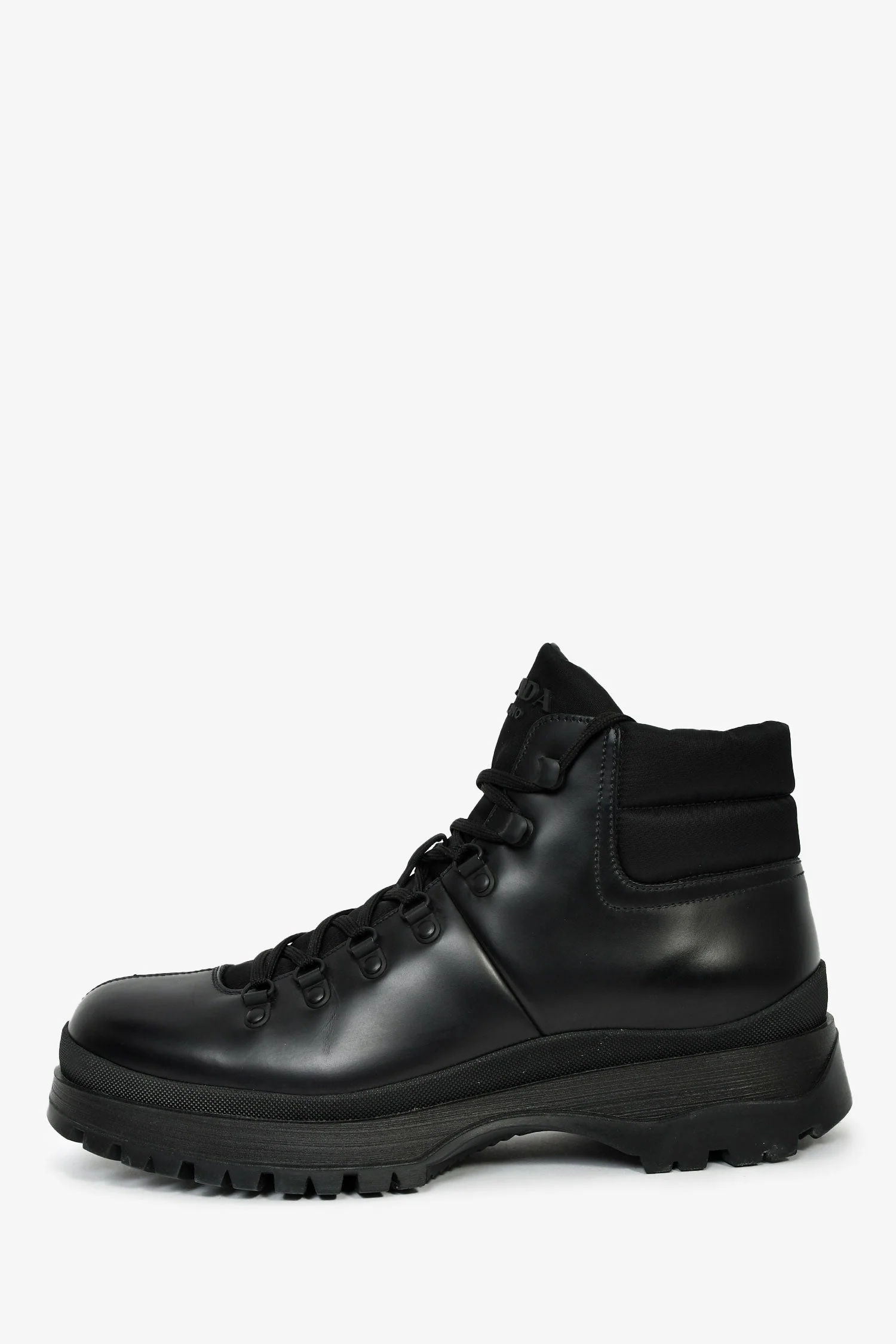 Prada Black Leather/Nylon Combat Logo Boots Size 7 Mens - Image 5