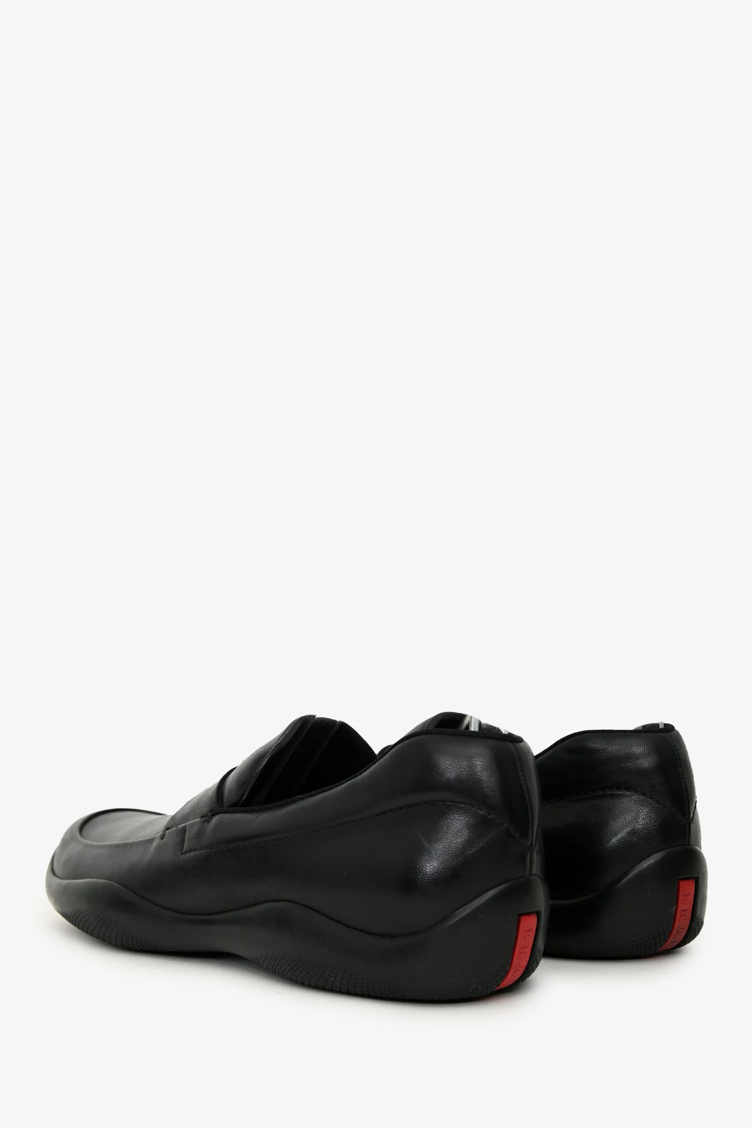 Prada Black Leather Round Toe Loafers Size 9 Mens - Image 4
