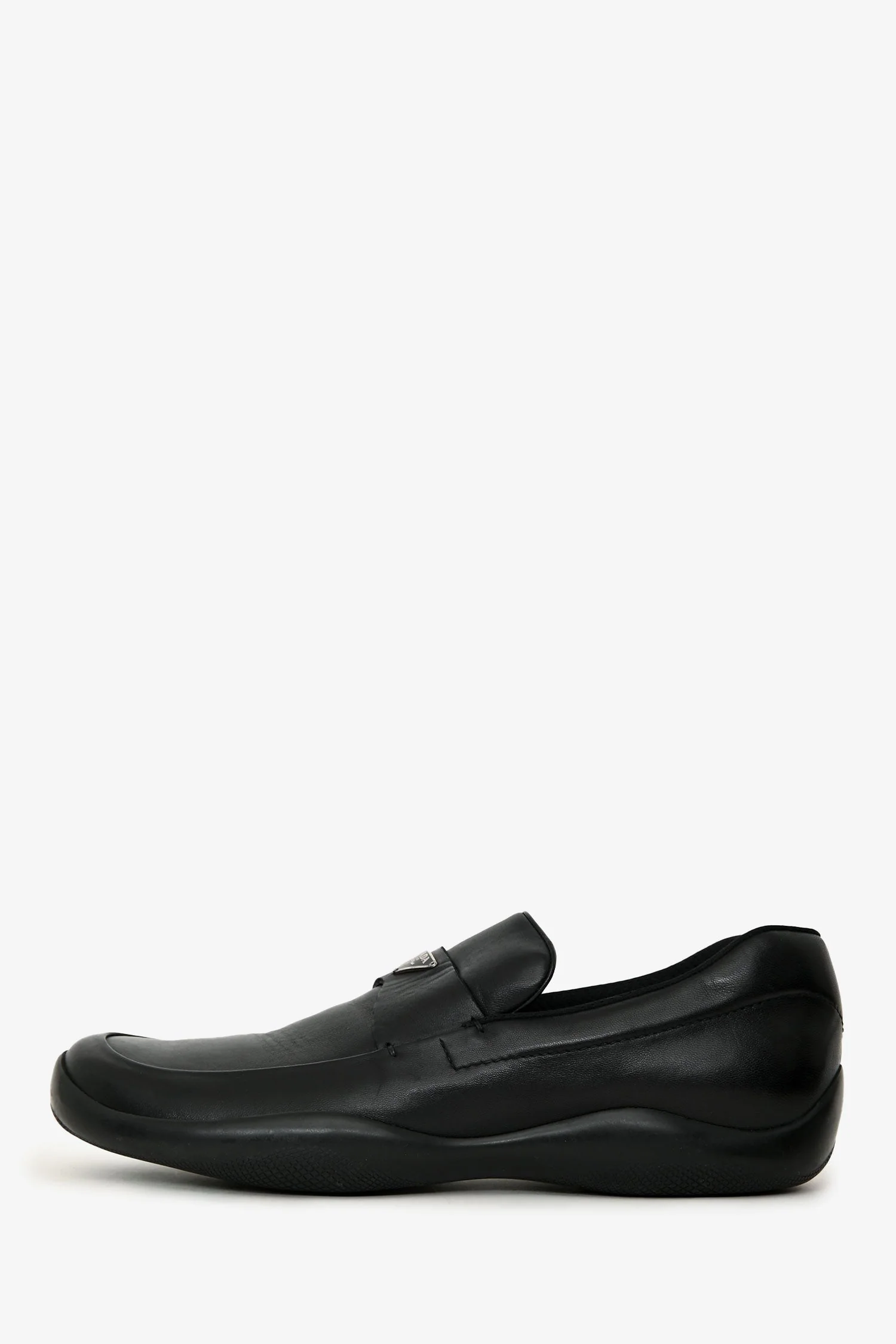 Prada Black Leather Round Toe Loafers Size 9 Mens - Image 5