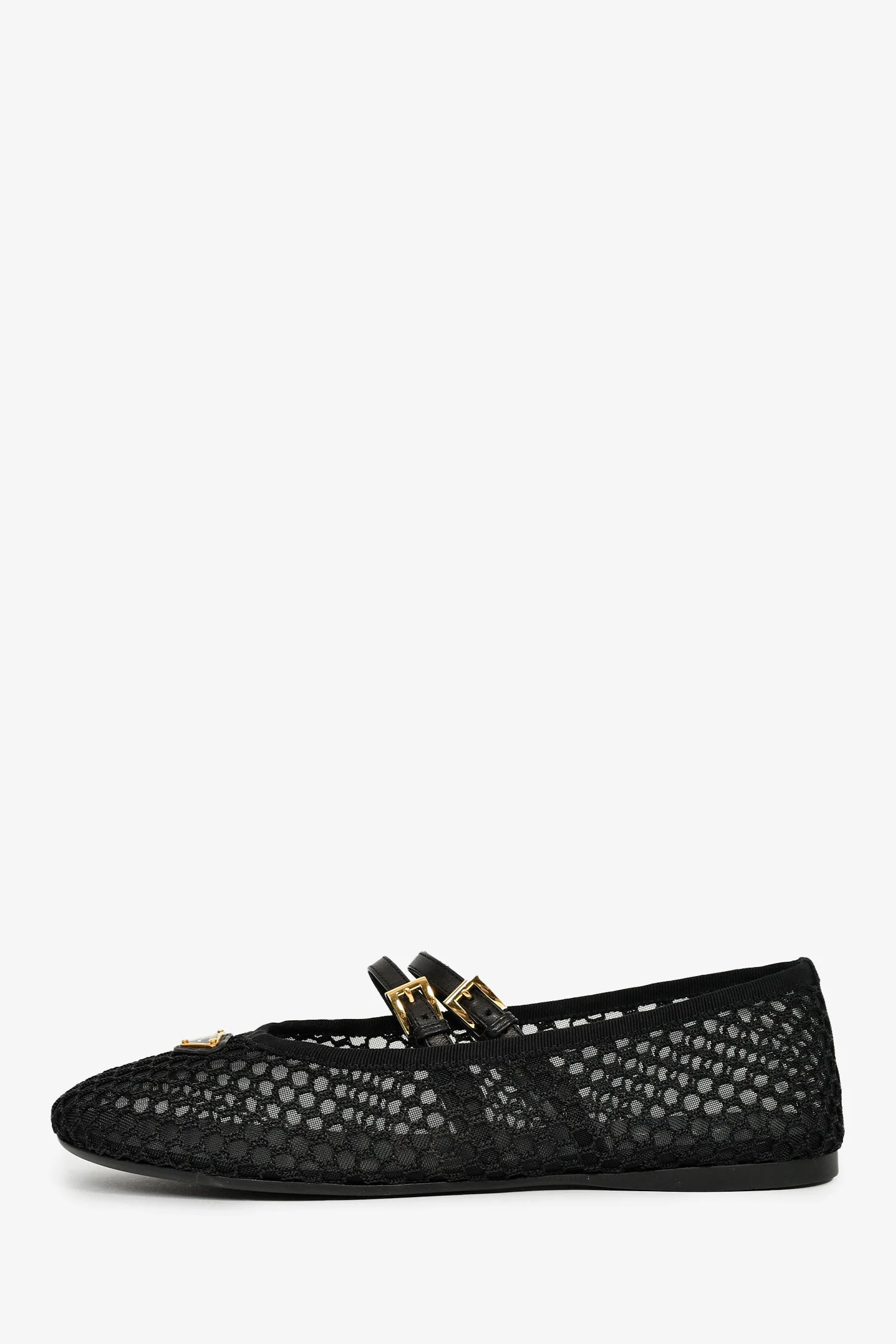 Prada Black Mesh Logo Ballerina Flats Size 39.5 - Image 5