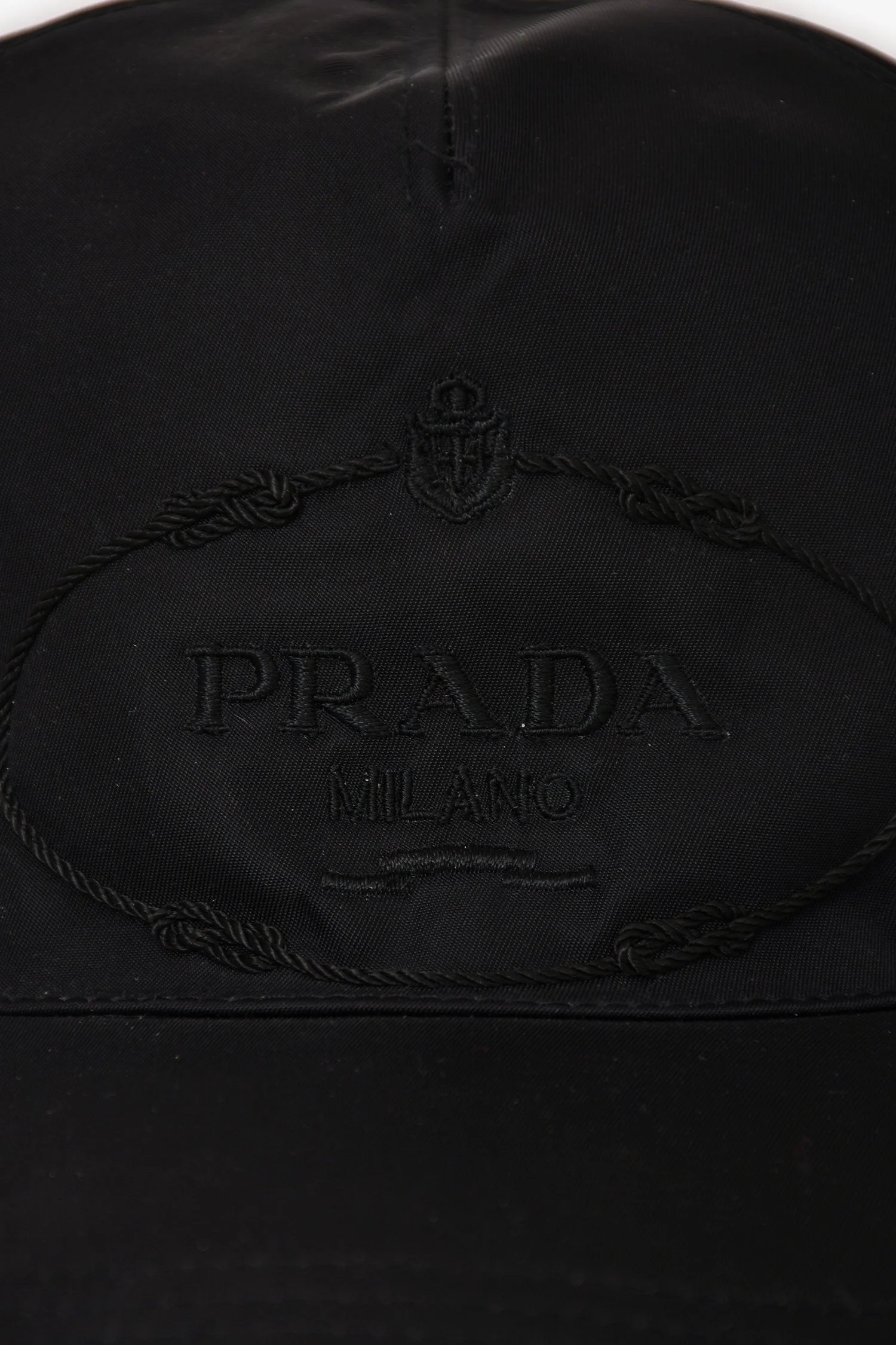 Prada Black Nylon/Leather Cap Size M - Image 2