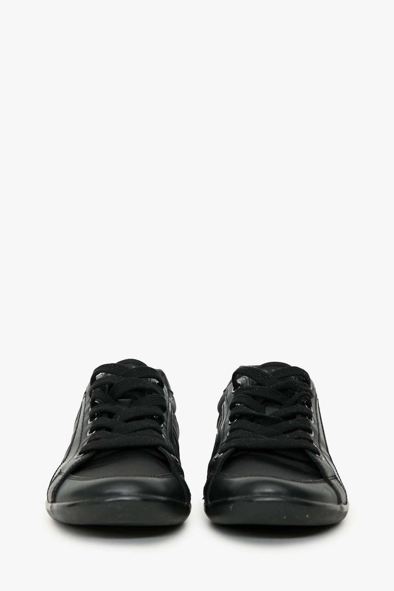 Prada Black Nylon Leather Trimmed Sneakers Size 10 Mens - Image 3