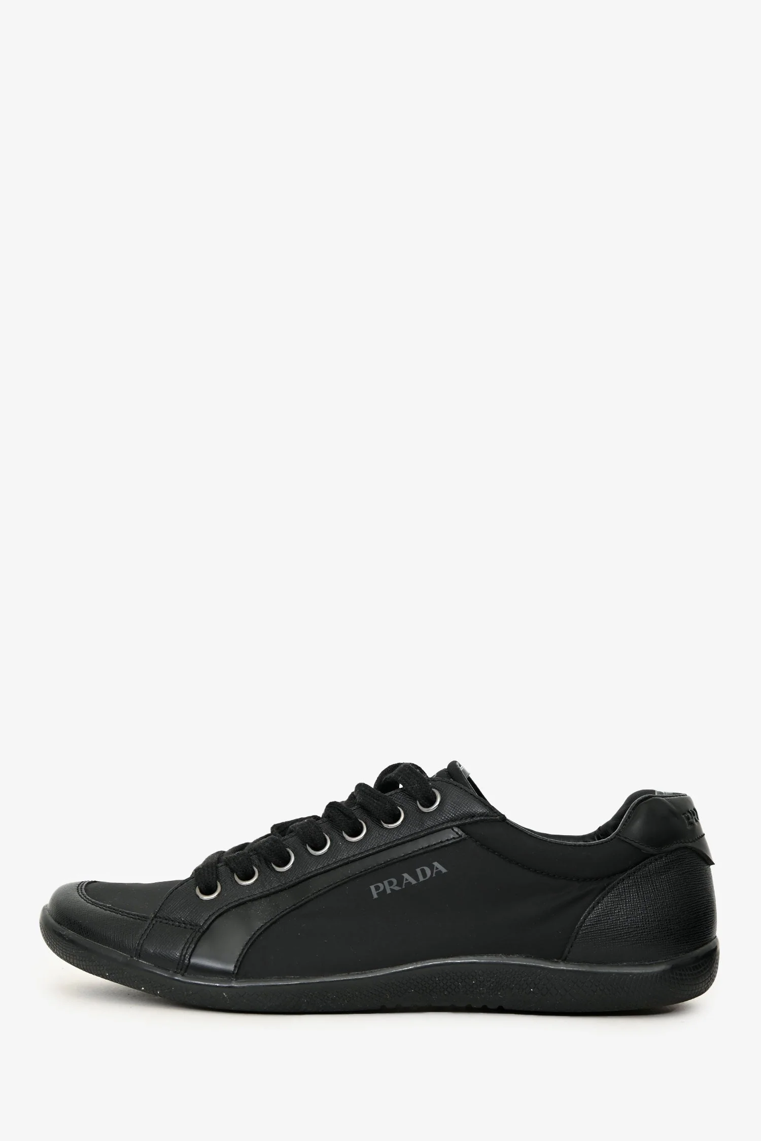 Prada Black Nylon Leather Trimmed Sneakers Size 10 Mens - Image 5