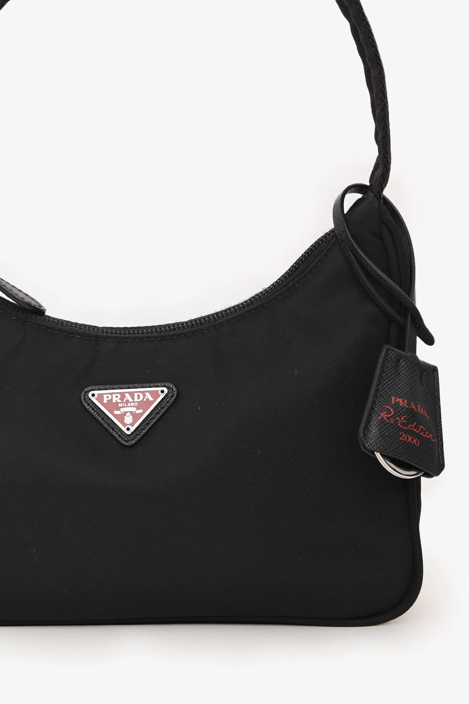 Prada Black Nylon Red Logo Re-Edition 2000 Shoulder Bag - Image 6