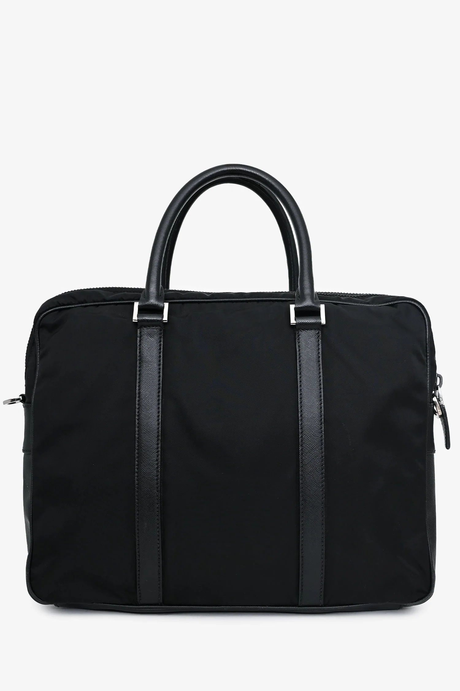 Prada Black Nylon Saffiano Leather Trim Briefcase - Image 2