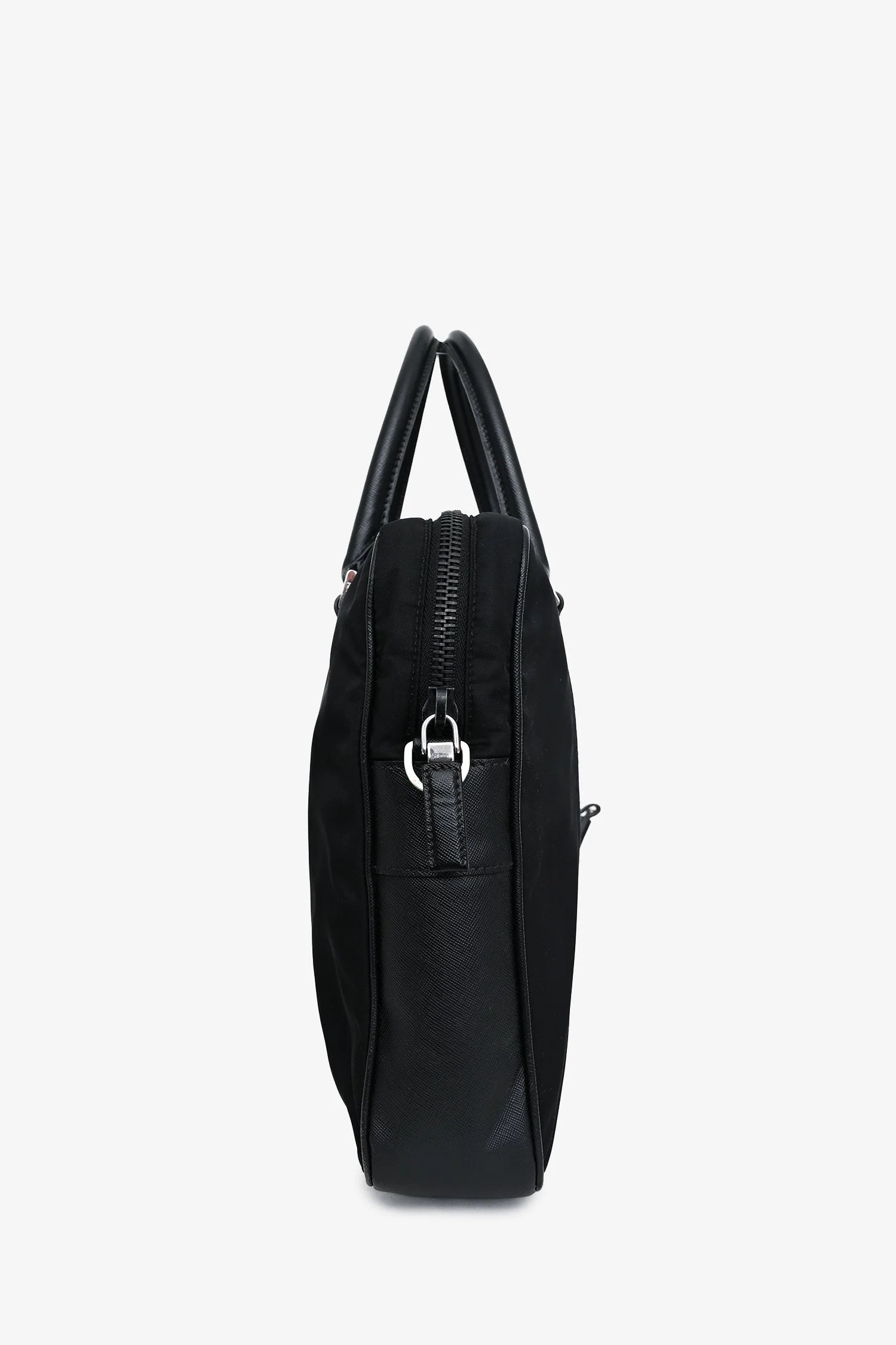 Prada Black Nylon Saffiano Leather Trim Briefcase - Image 3