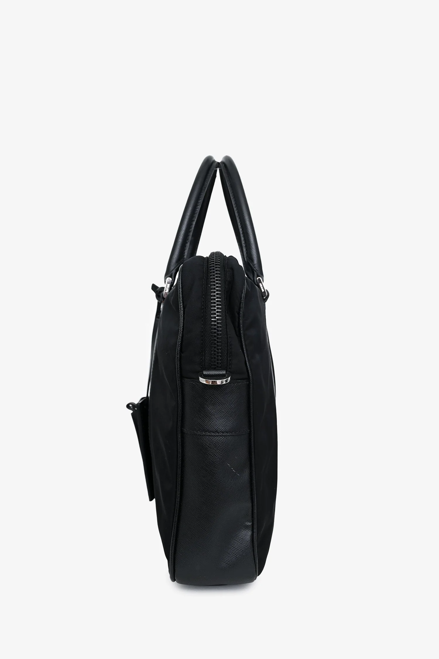 Prada Black Nylon Saffiano Leather Trim Briefcase - Image 4