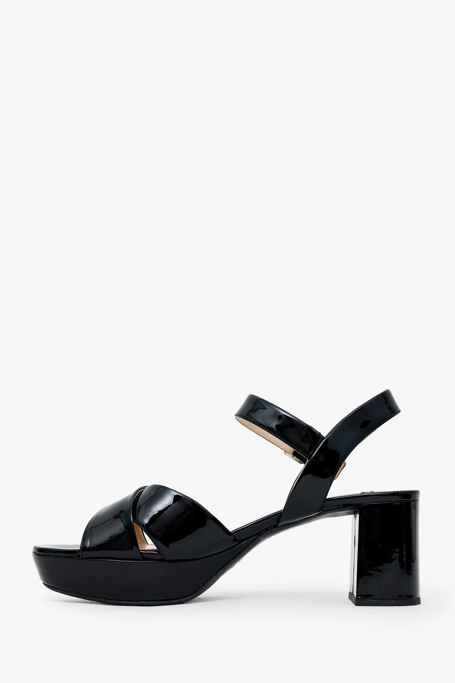 Prada Black Patent Leather Crisscross Ankle Strap Sandals Size 40.5 - Image 4
