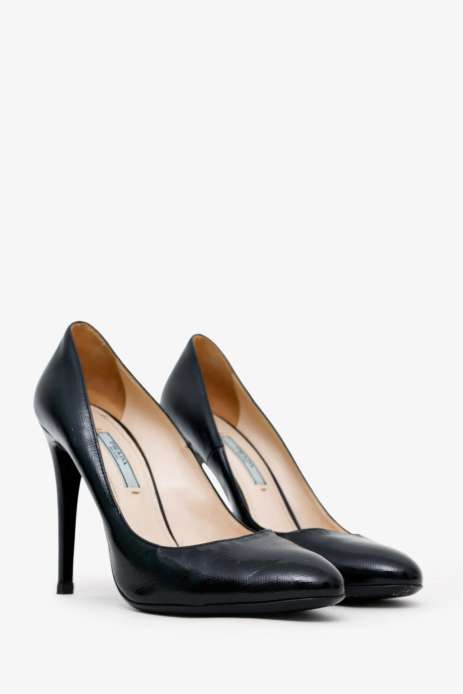 Prada Black Patent Leather Pointed Toe Pumps Size 37.5 - Image 2