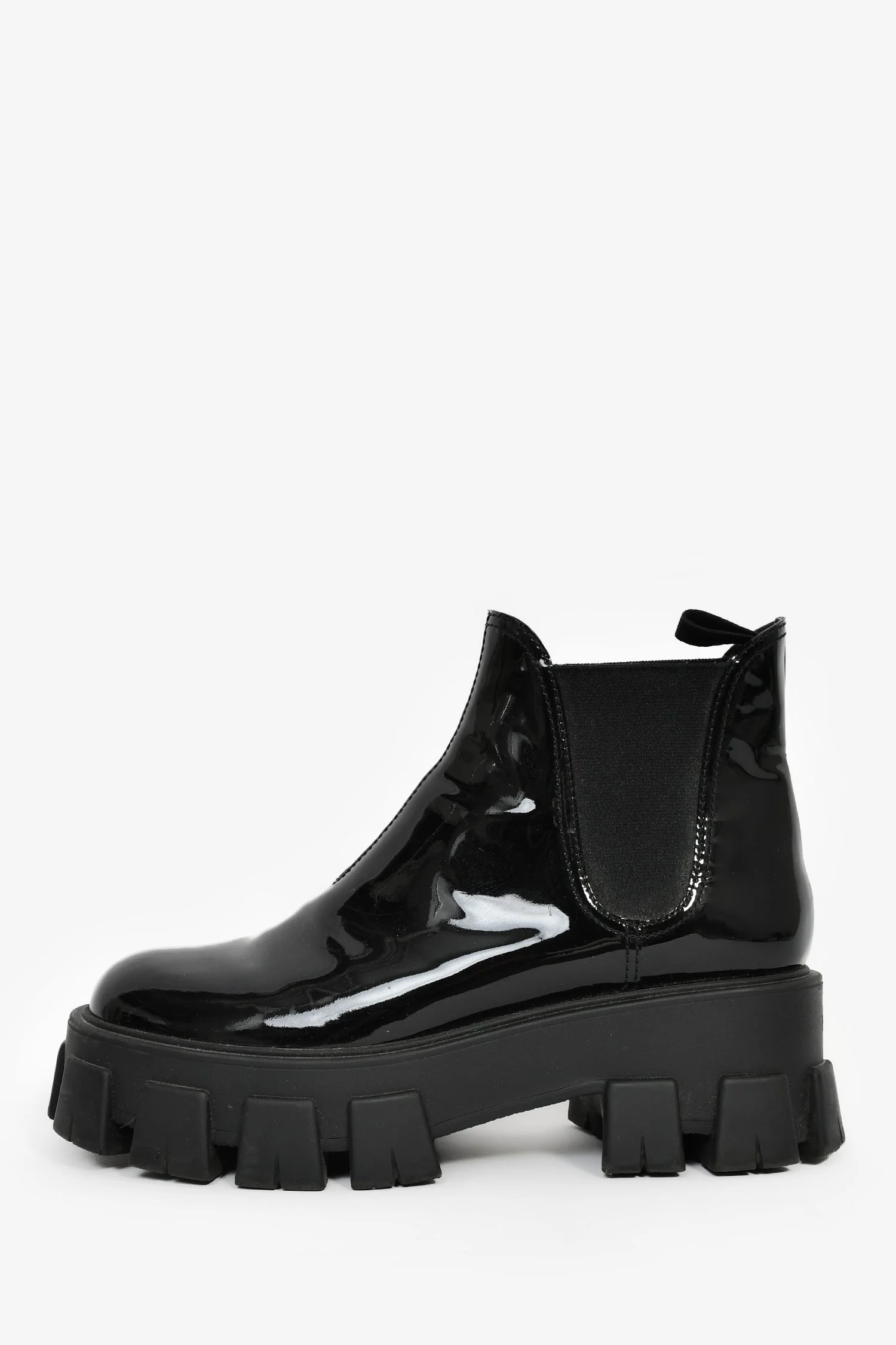 Prada Black Patent Monolith Ankle Boots Size 38 - Image 4
