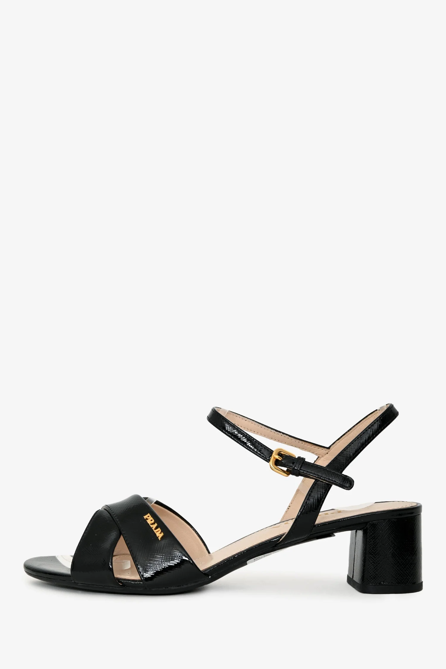 Prada Black Patent Saffiano Leather Kitten Heels Size 37.5 - Image 4