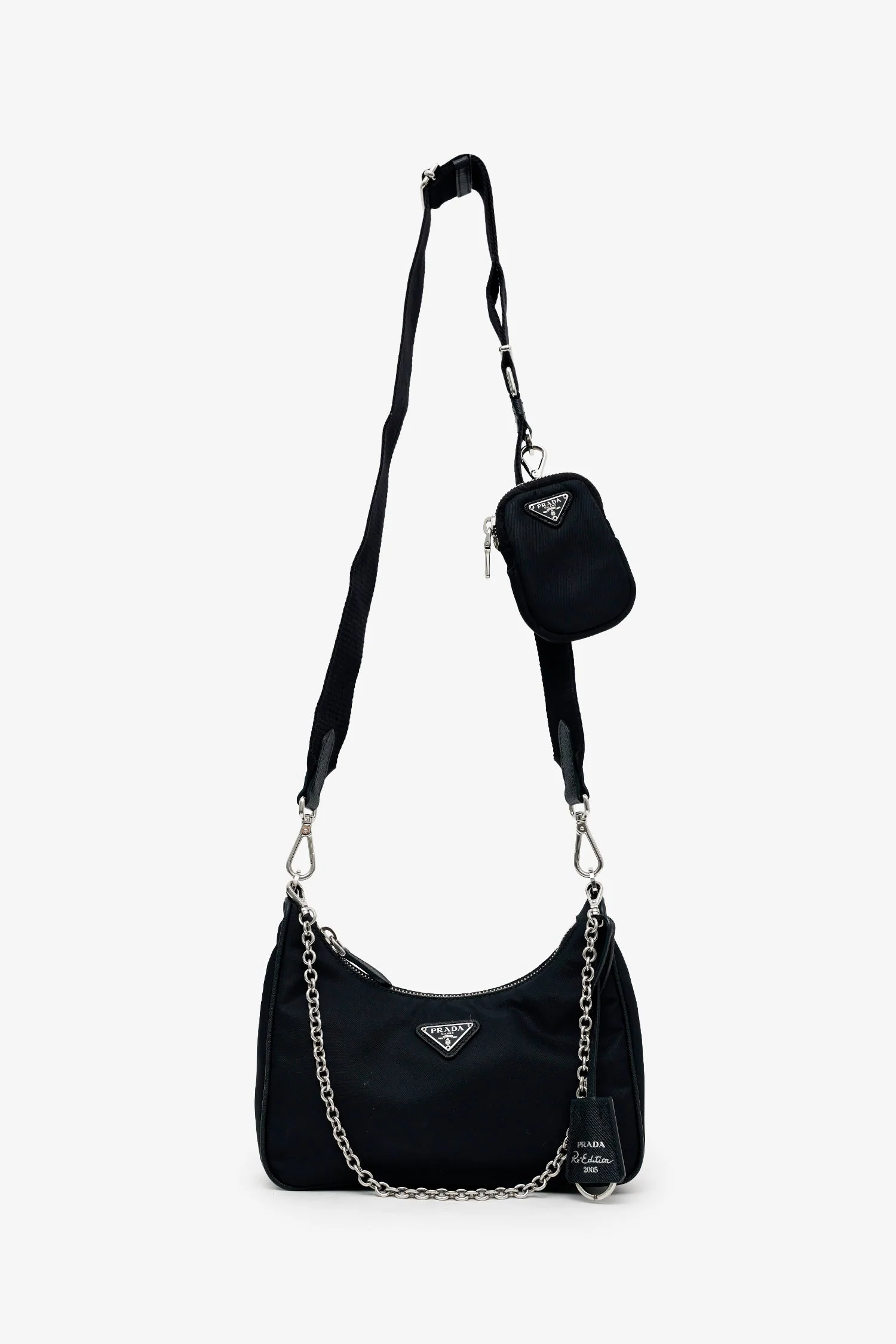 Prada Black Re-Nylon Re-Edition 2005 Crossbody Bag With Strap + Pouch - Image 6
