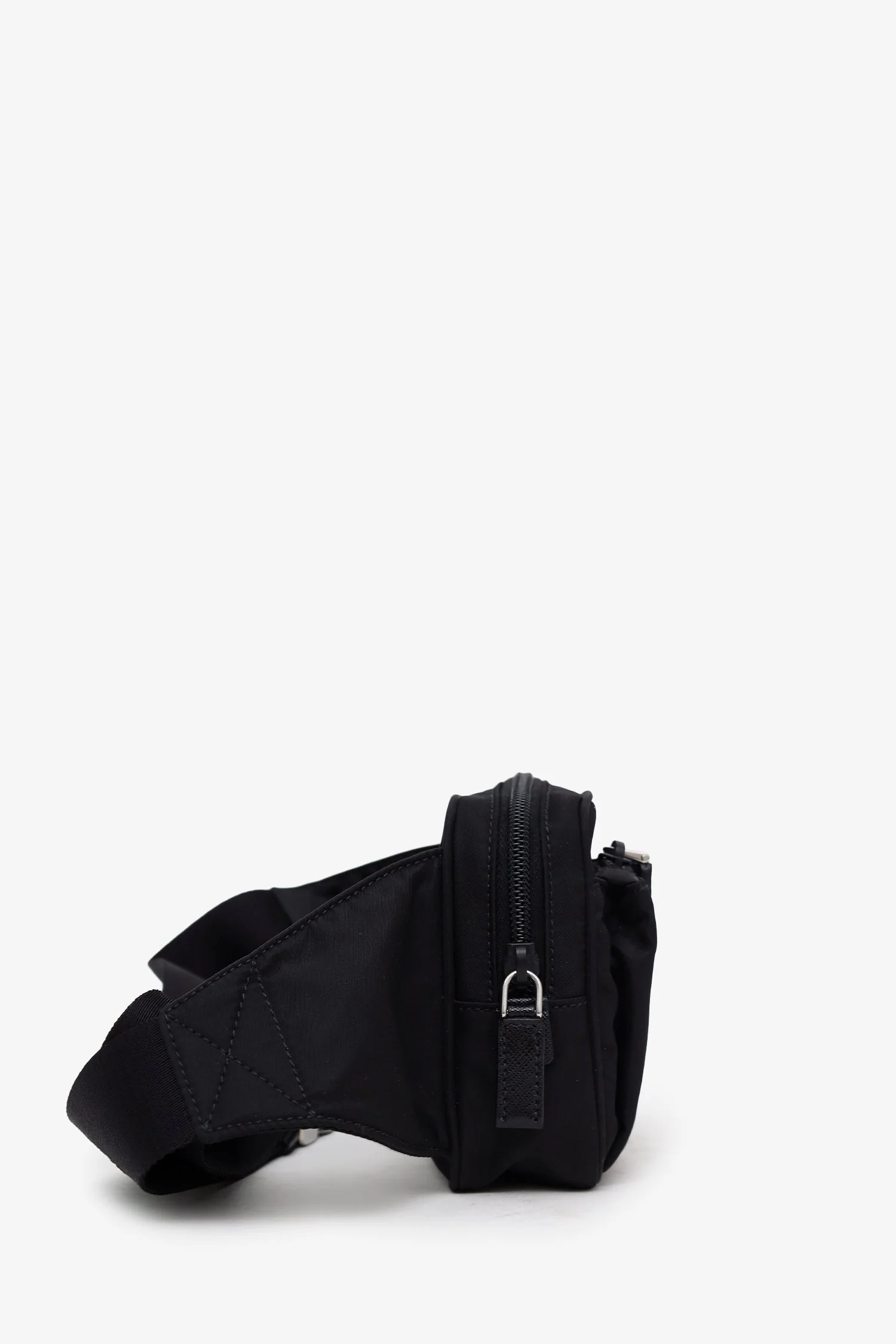 Prada Black Re-Nylon Saffiano Leather Belt Bag - Image 4