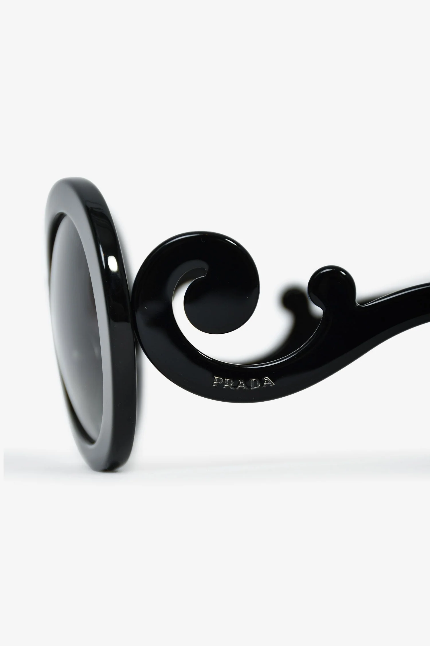 Prada Black Round Classic Spiral Sunglasses - Image 4