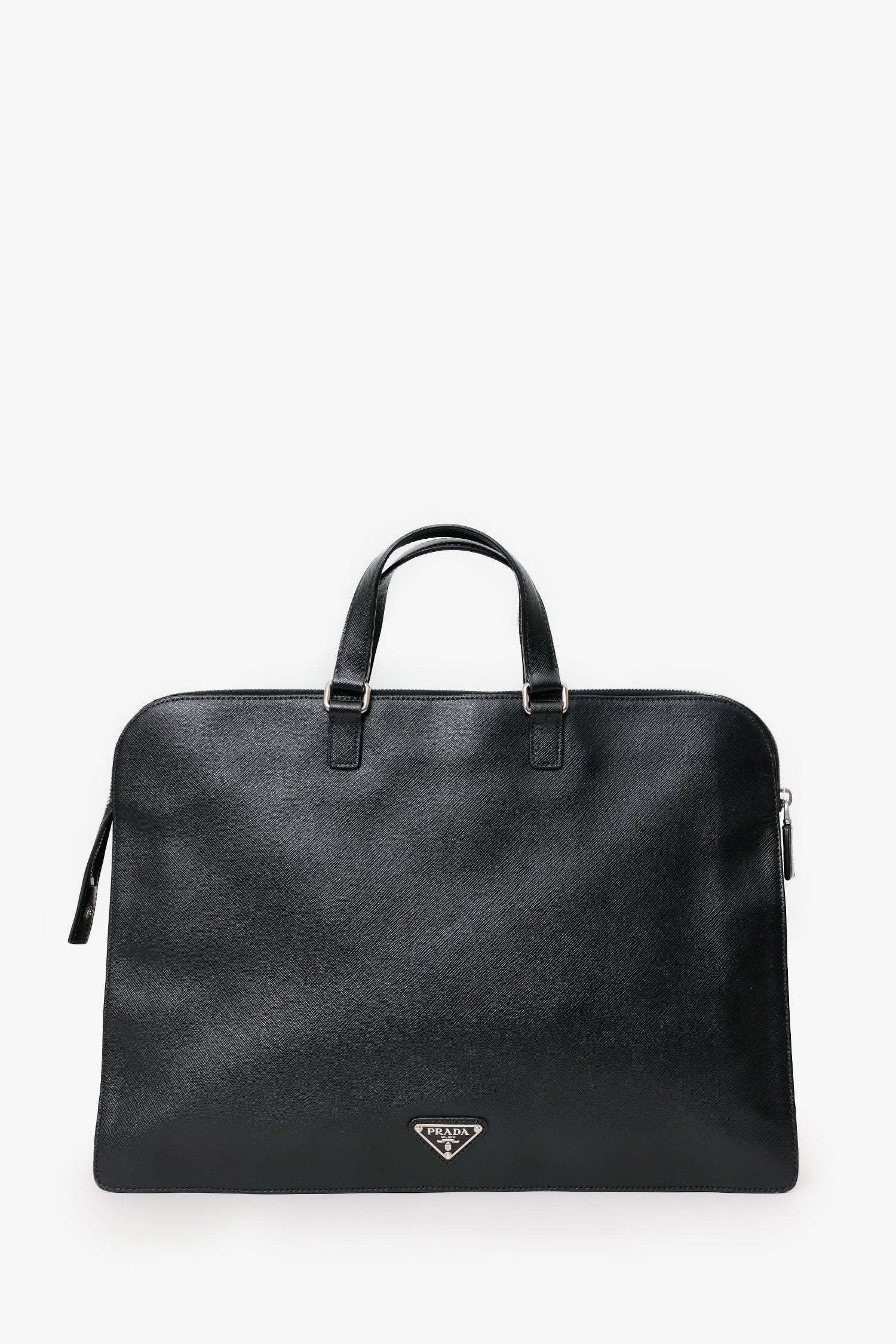 Prada Black Saffiano Leather Attache Briefcase Bag