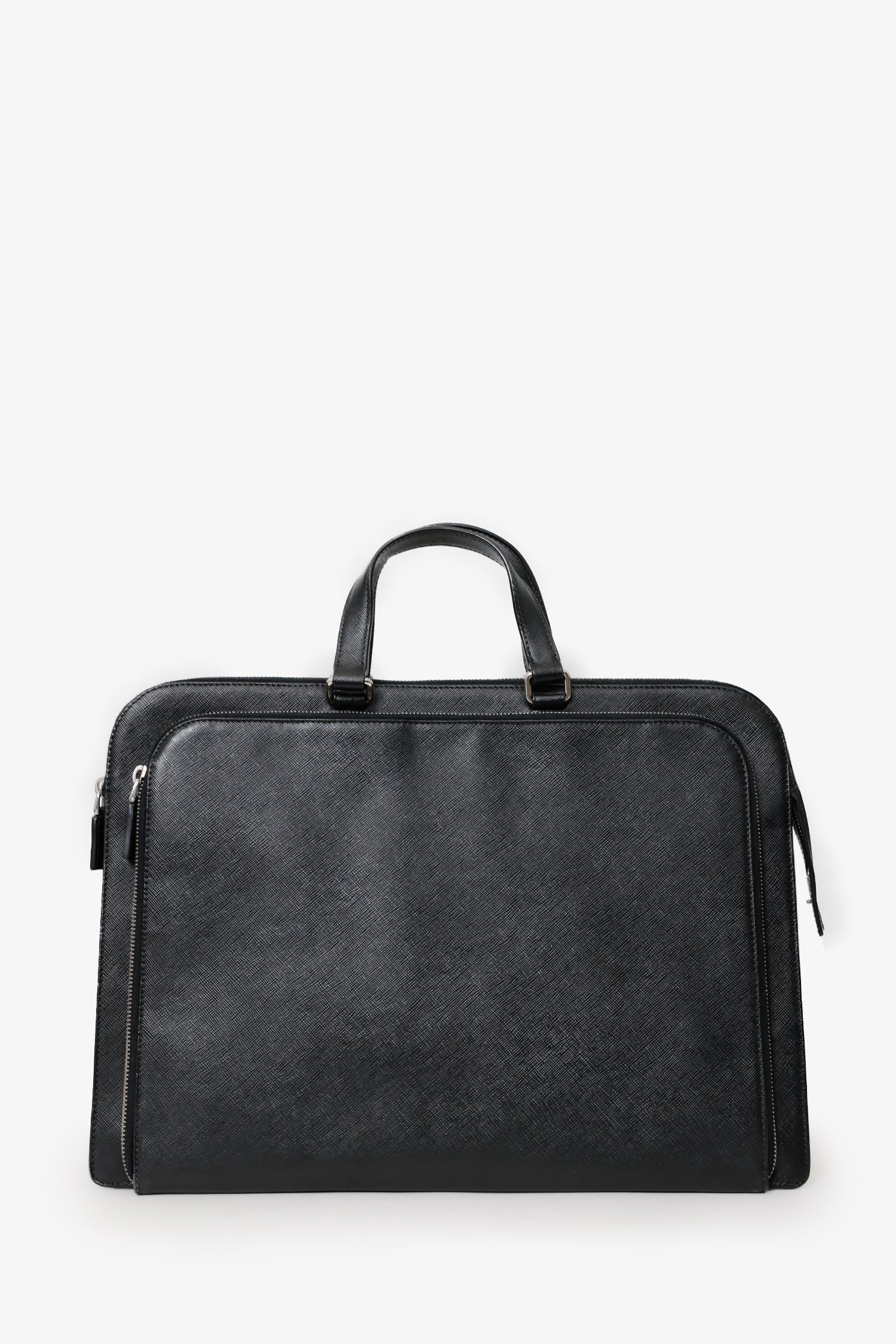 Prada Black Saffiano Leather Attache Briefcase Bag - Image 2