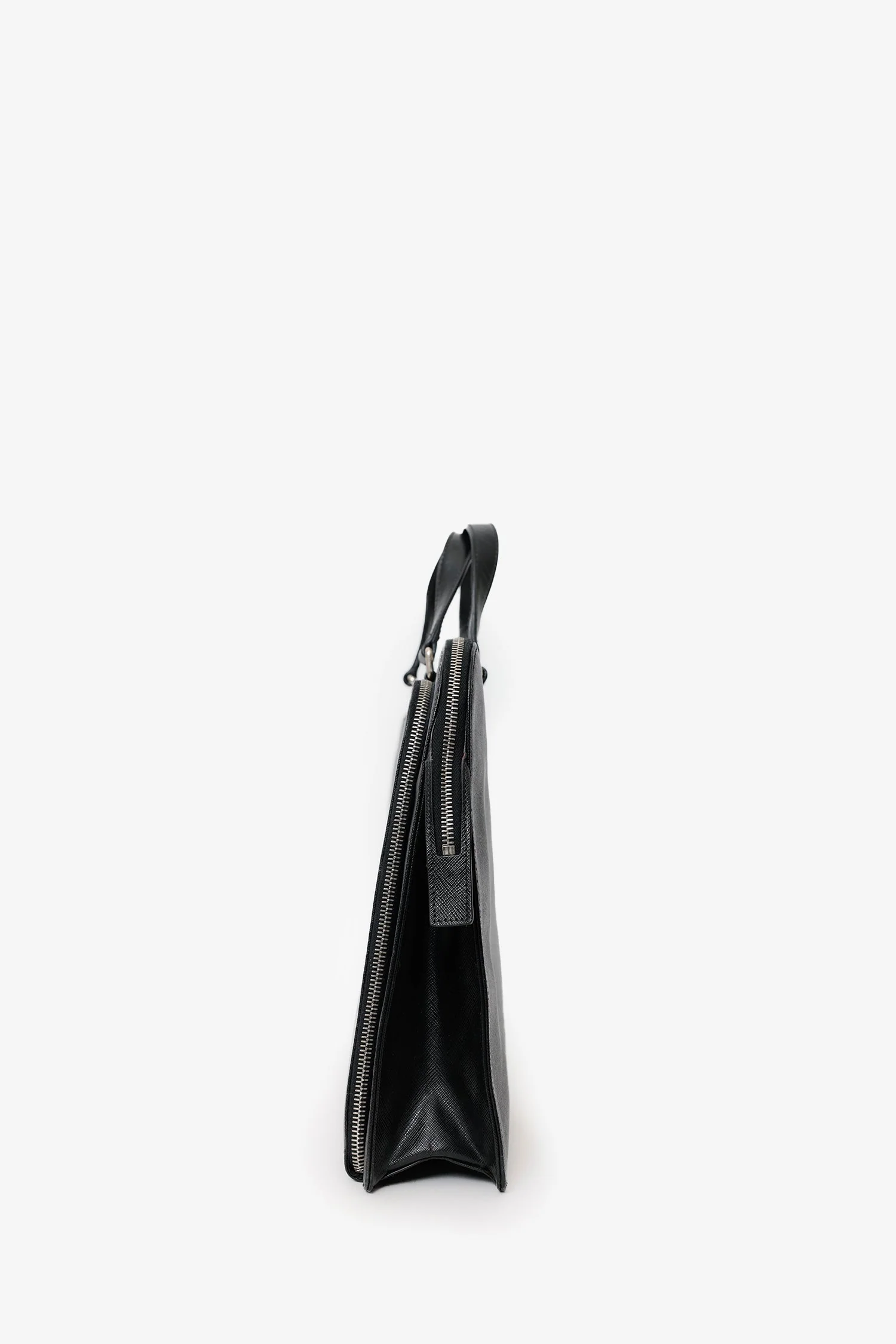 Prada Black Saffiano Leather Attache Briefcase Bag - Image 3