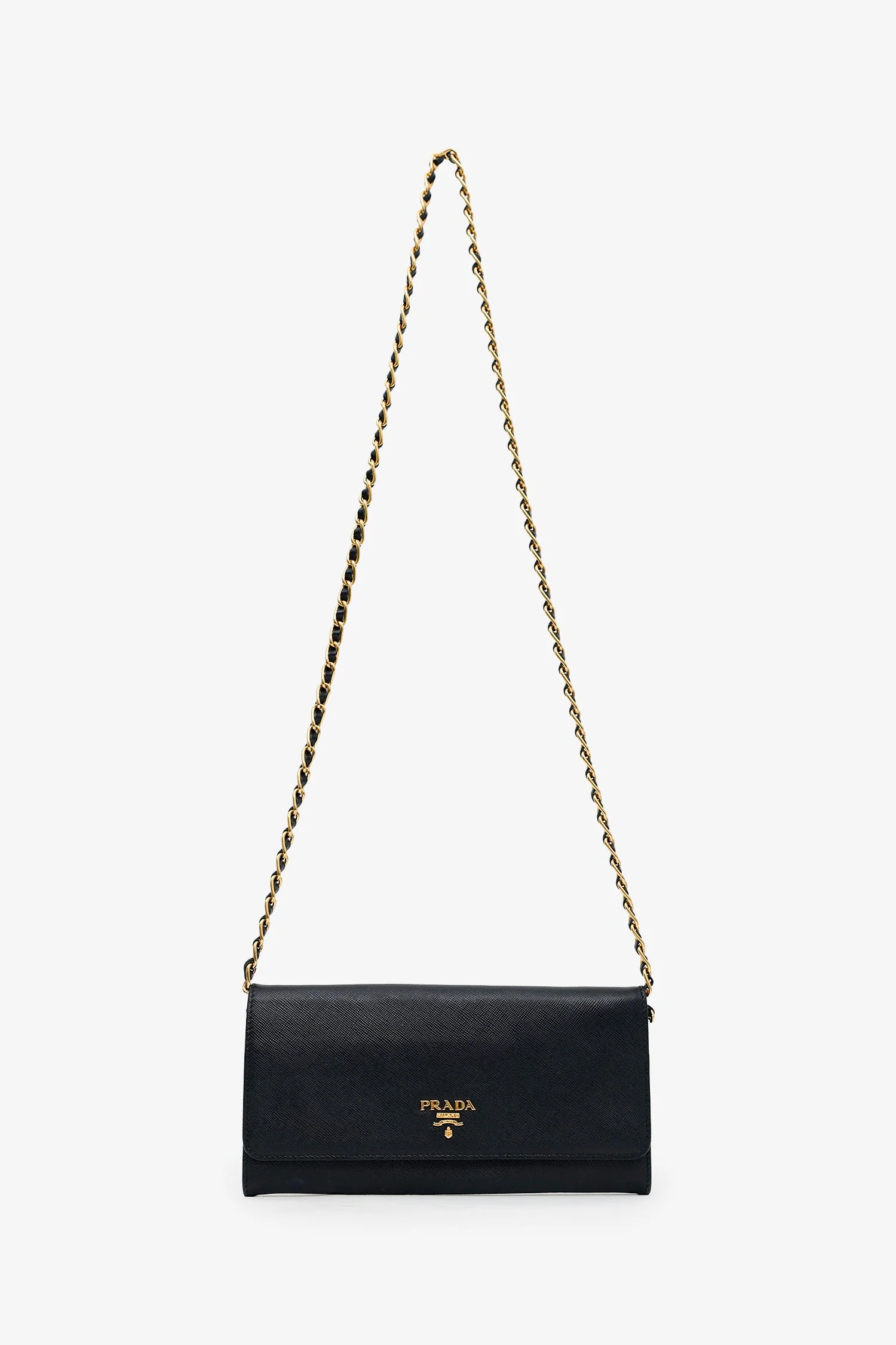 Prada Black Saffiano Leather Wallet on Chain - Image 6