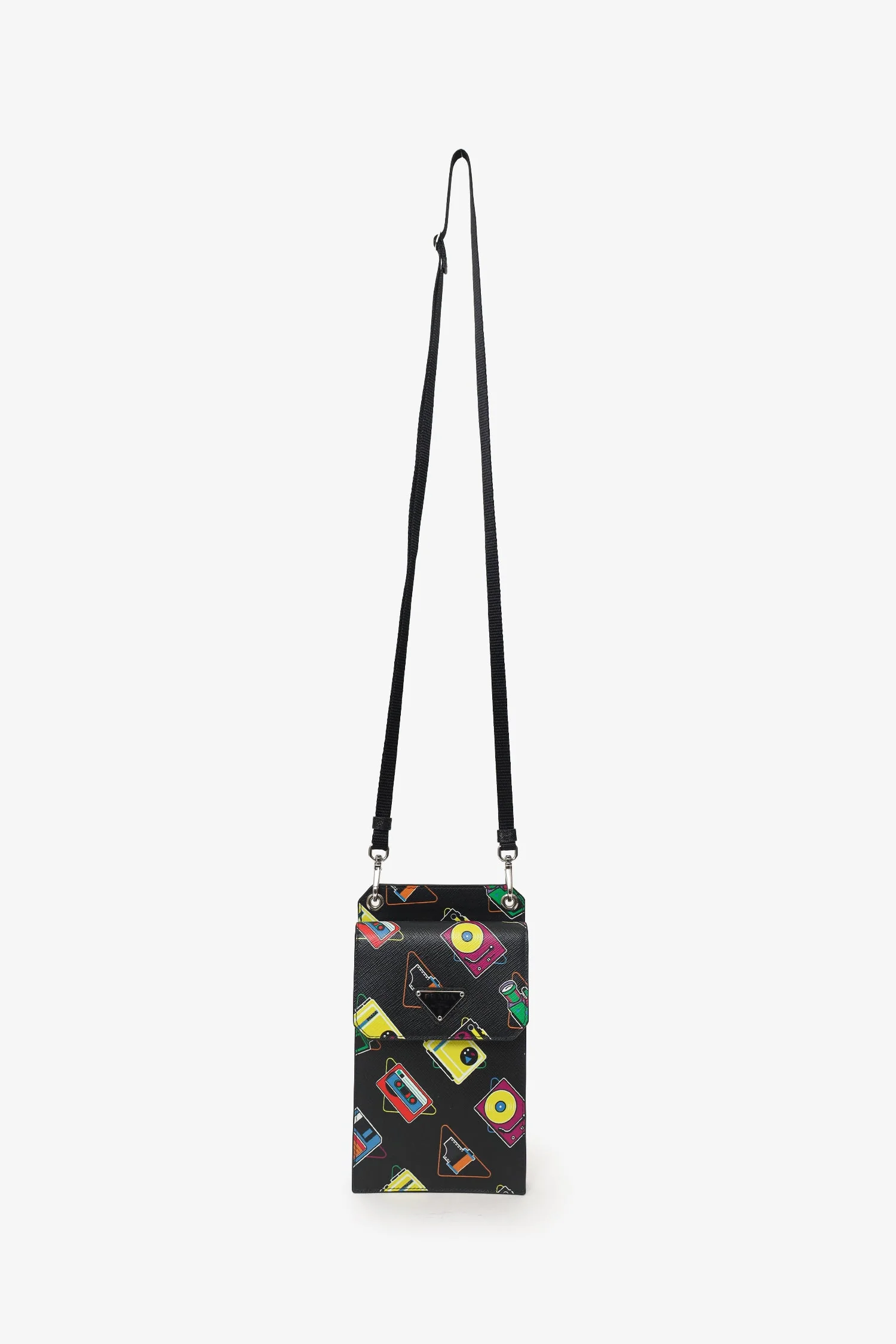 Prada Black Saffiano Robot Print Phone Case Bag - Image 6