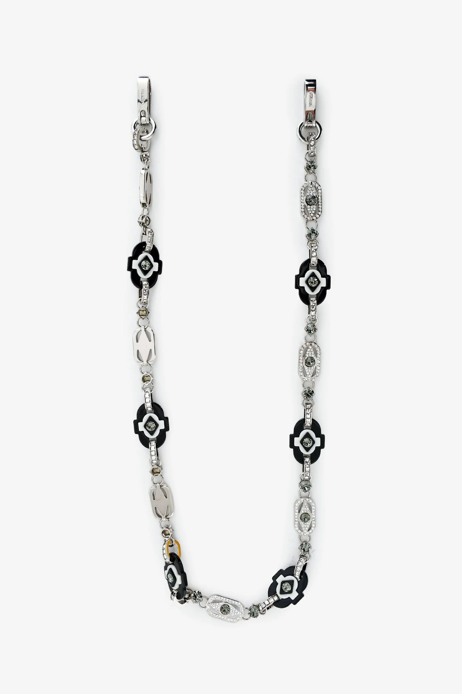 Prada Black/Silver Crystal Embellished Bag Chain