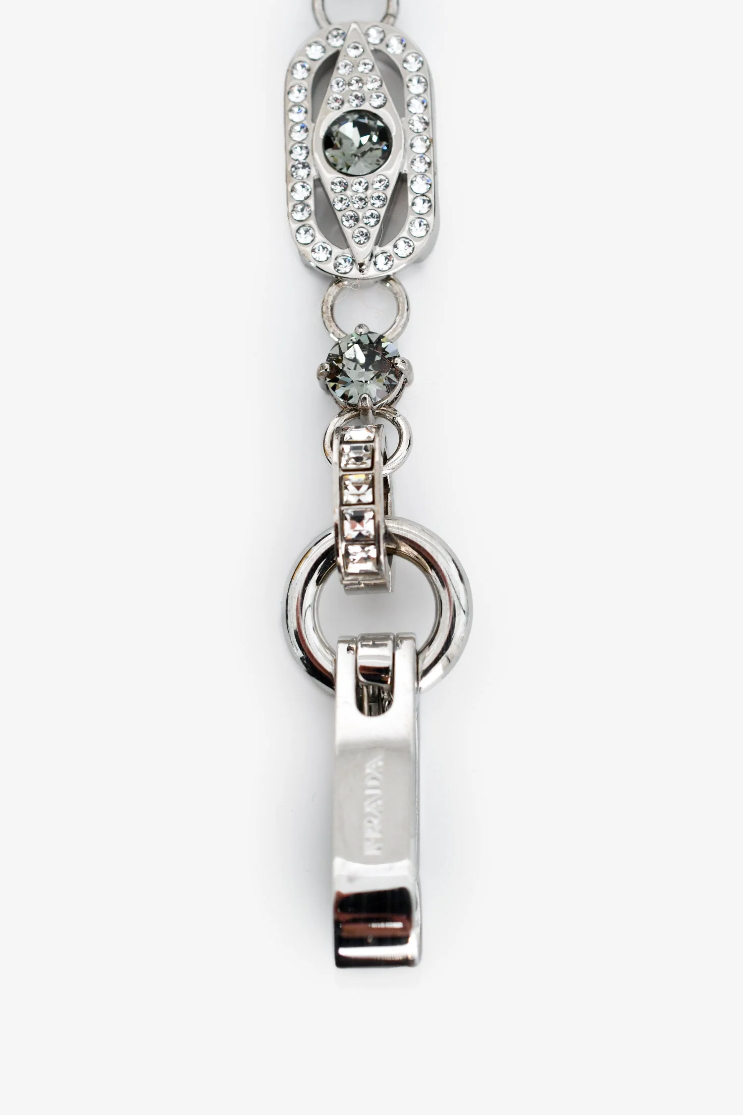 Prada Black/Silver Crystal Embellished Bag Chain - Image 2