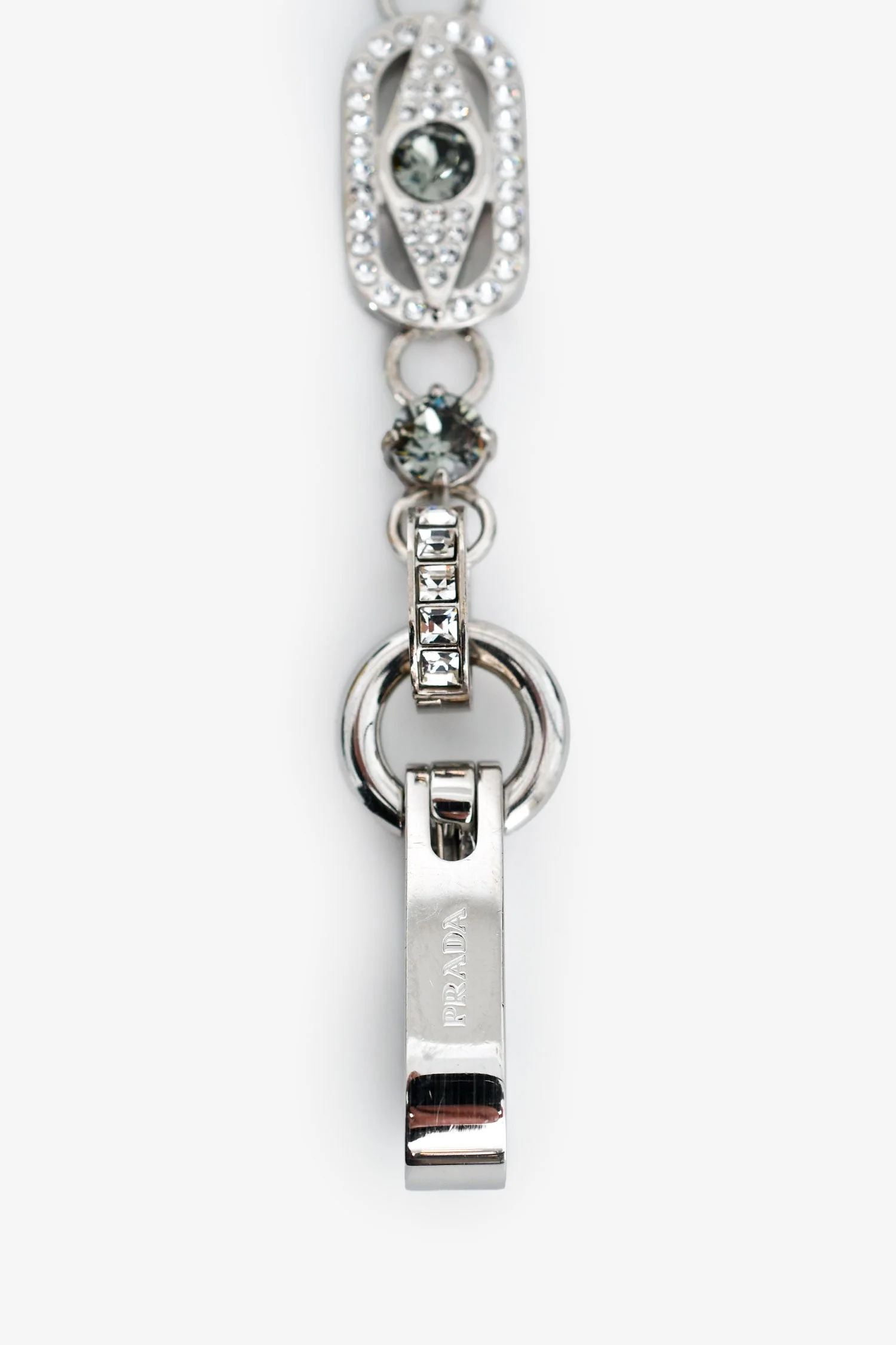 Prada Black/Silver Crystal Embellished Bag Chain - Image 3