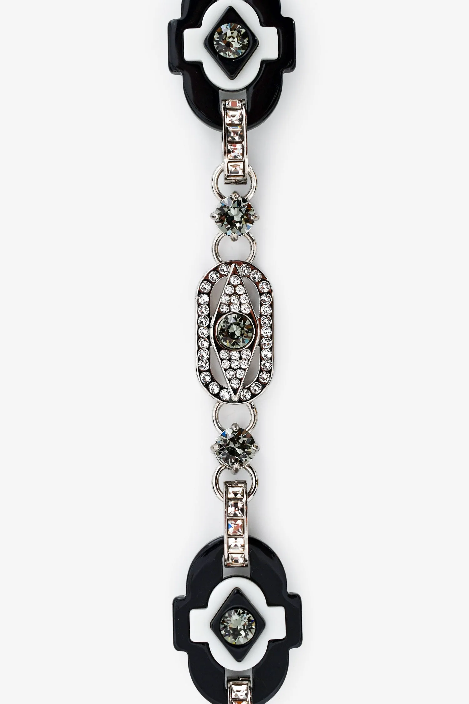 Prada Black/Silver Crystal Embellished Bag Chain - Image 4