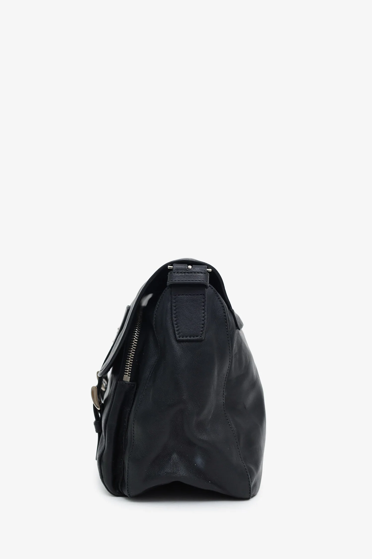Prada Black Soft Calfskin Leather Messenger Bag - Image 4