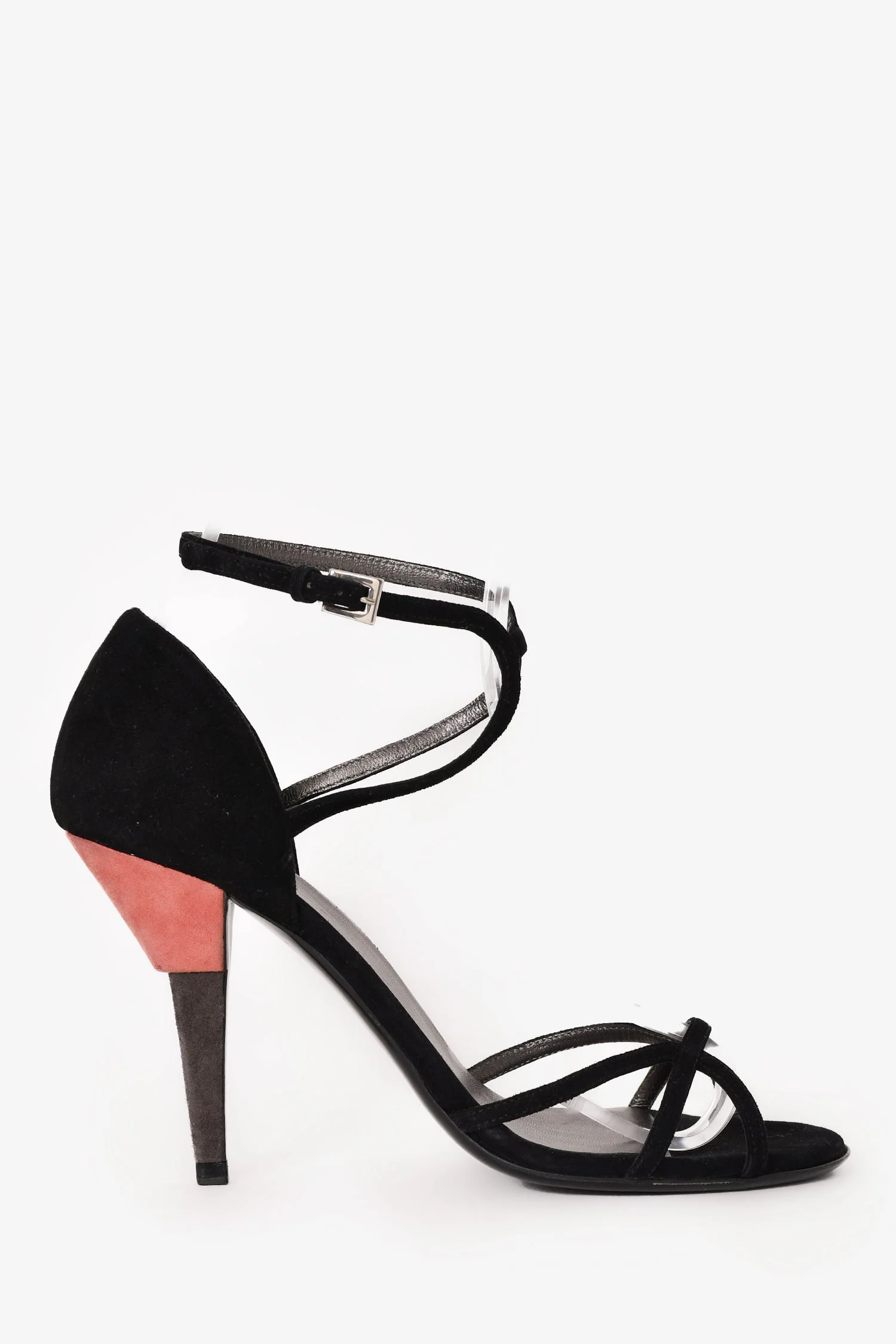 Prada Black Suede Pink/Grey Heels Size 39