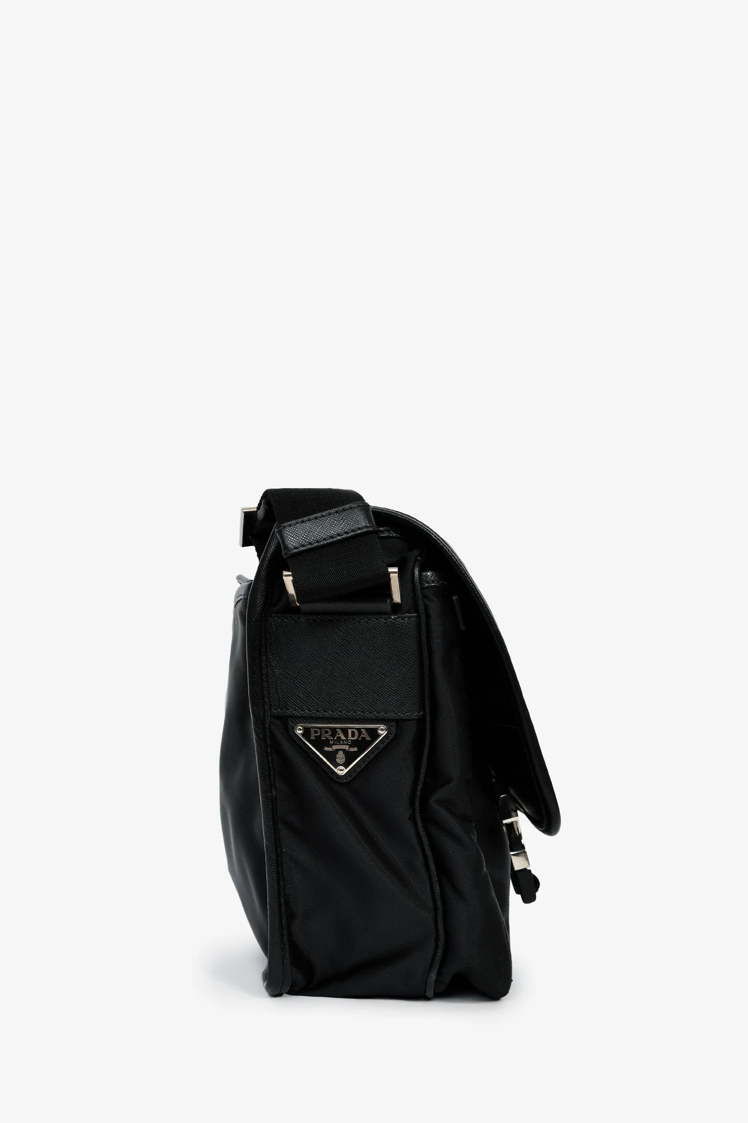 Prada Black Tessuto Flap Messenger Bag - Image 3