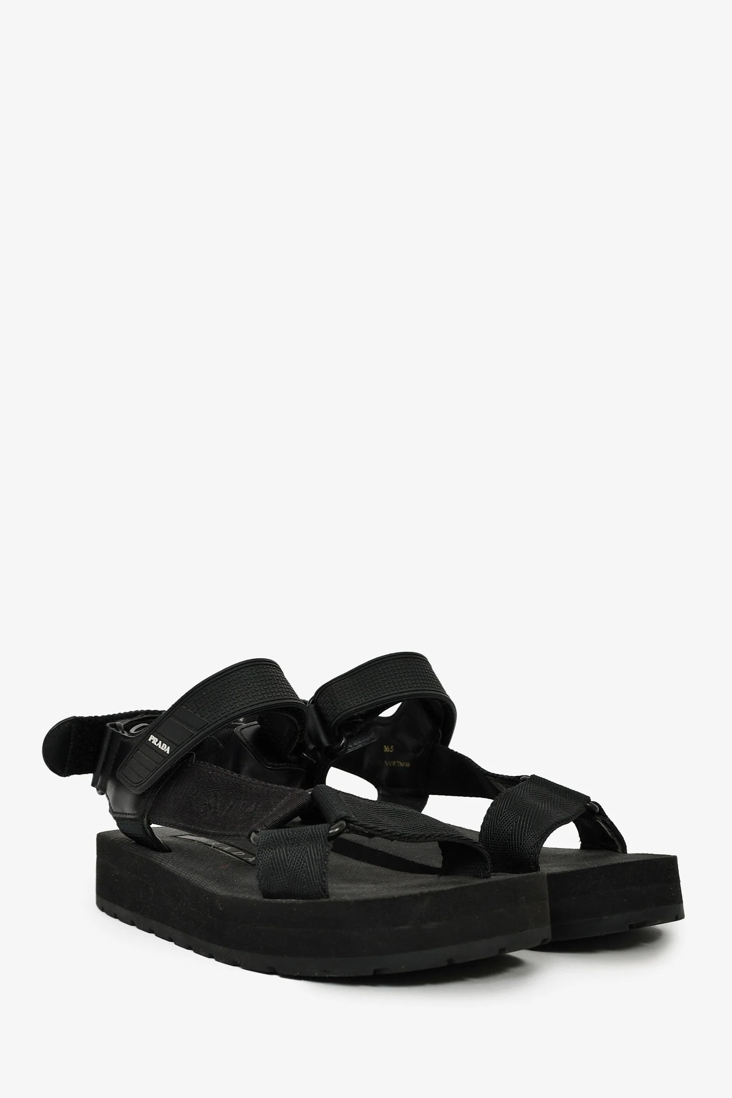 Prada Black Velcro Sandals Size 36.5 - Image 2