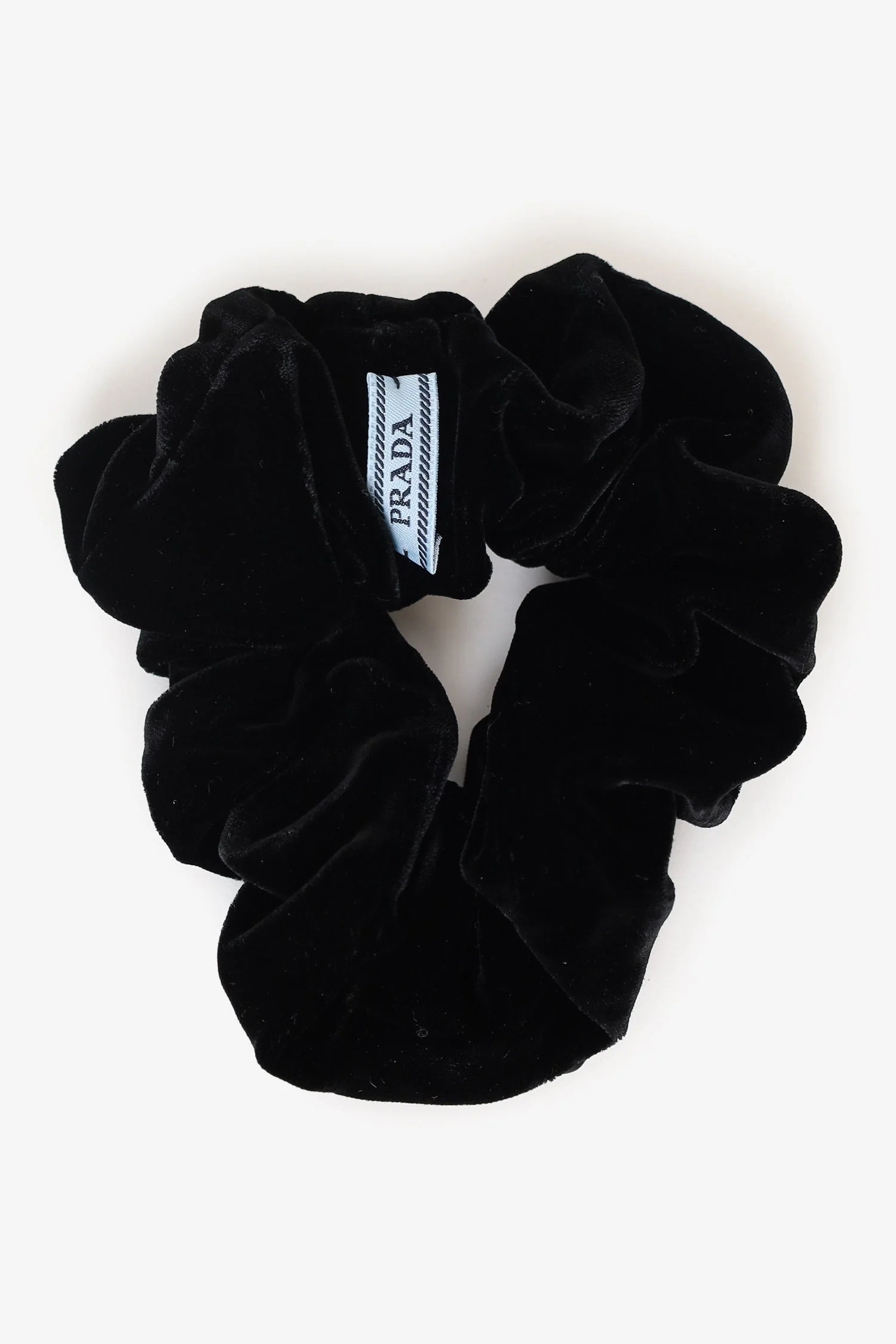 Prada Black Velvet Triangle-logo Scrunchie - Image 3