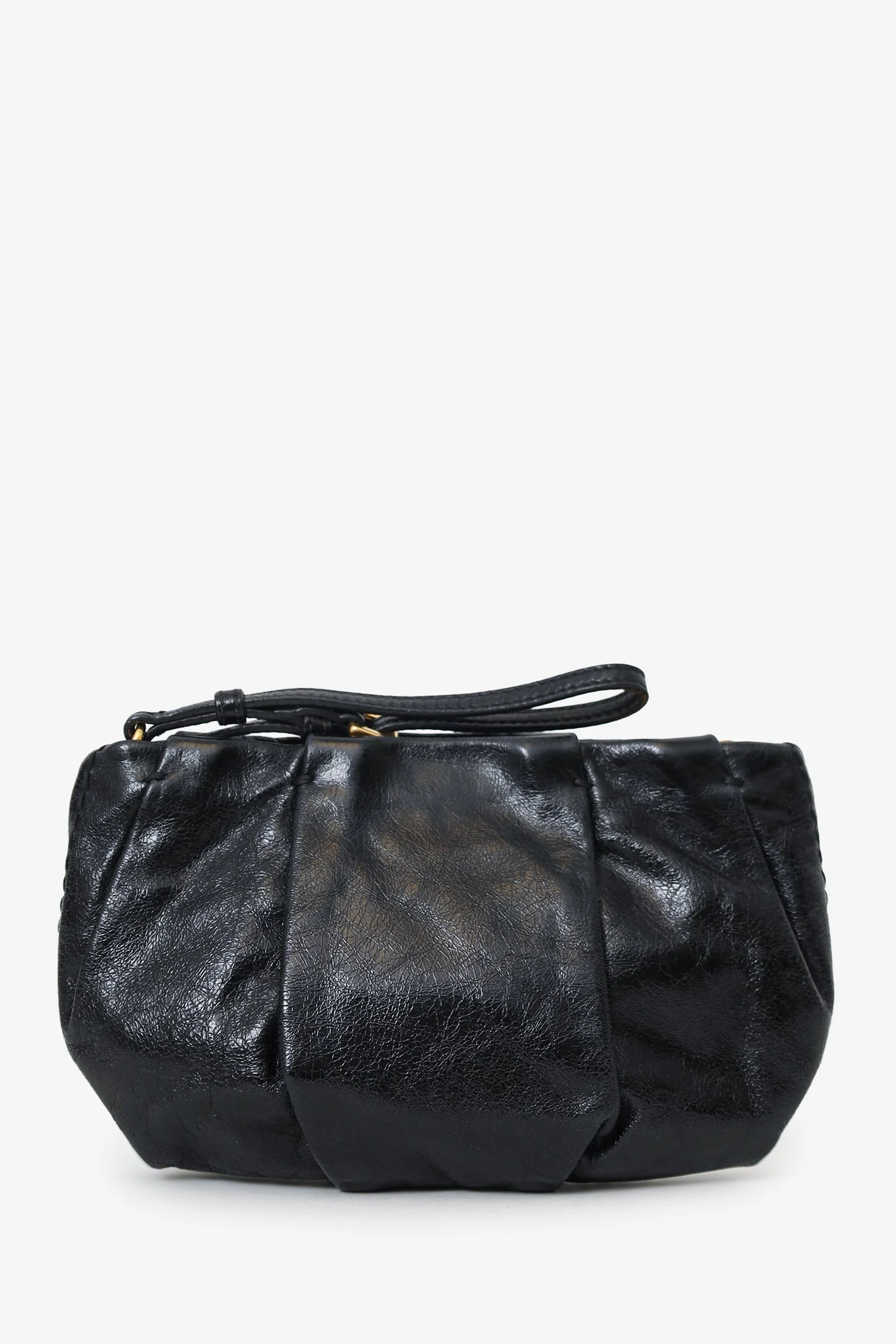 Prada Black Vitello Shine Leather Bow Wristlet Clutch Bag - Image 2