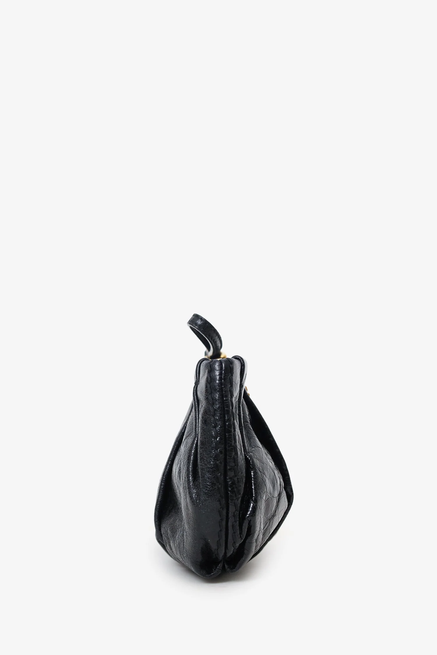 Prada Black Vitello Shine Leather Bow Wristlet Clutch Bag - Image 3